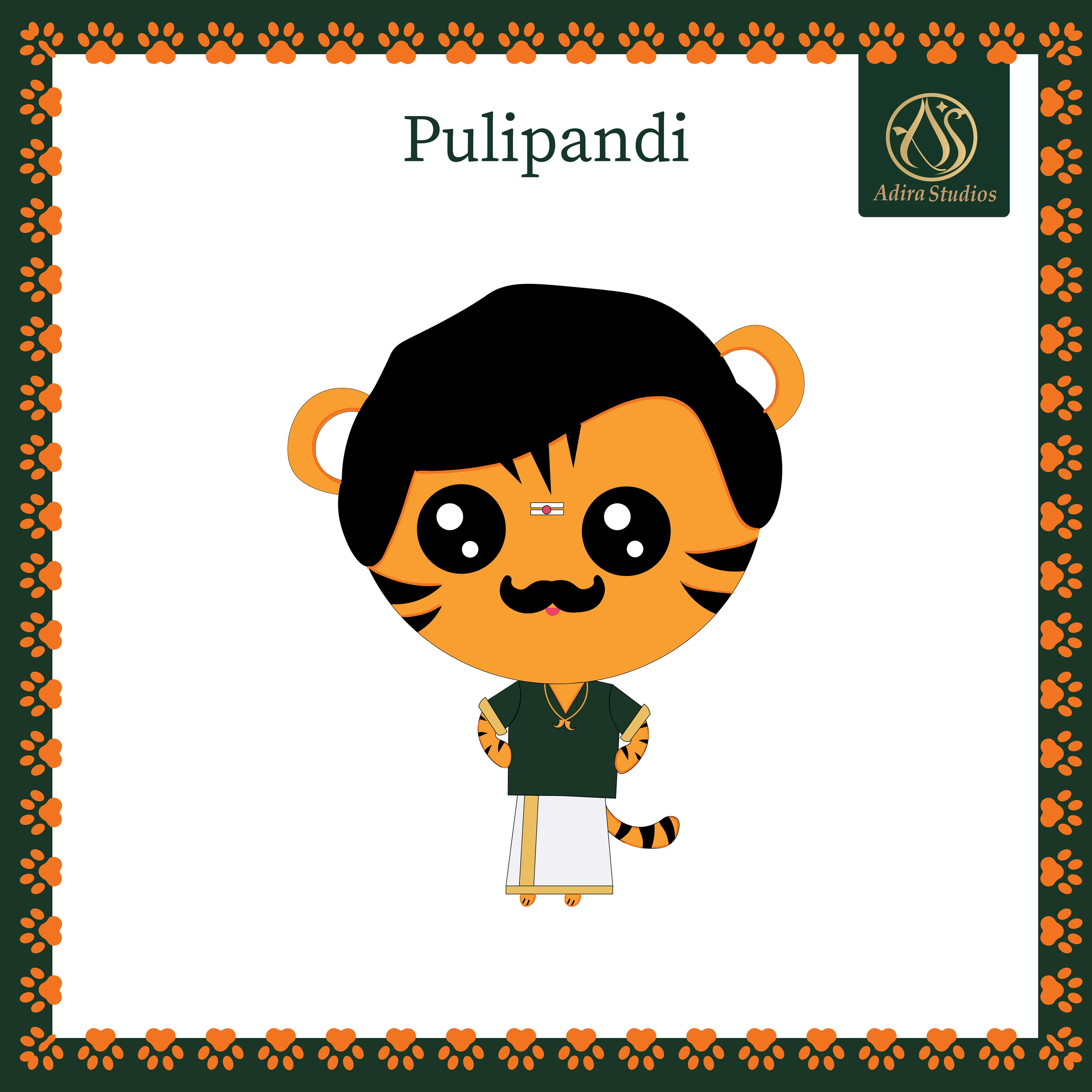 Creative Creatures, Tamil character illustrations: Creative Creatures character: Pulipandi, a boy in a tiger hood, illustration by Atma Studios