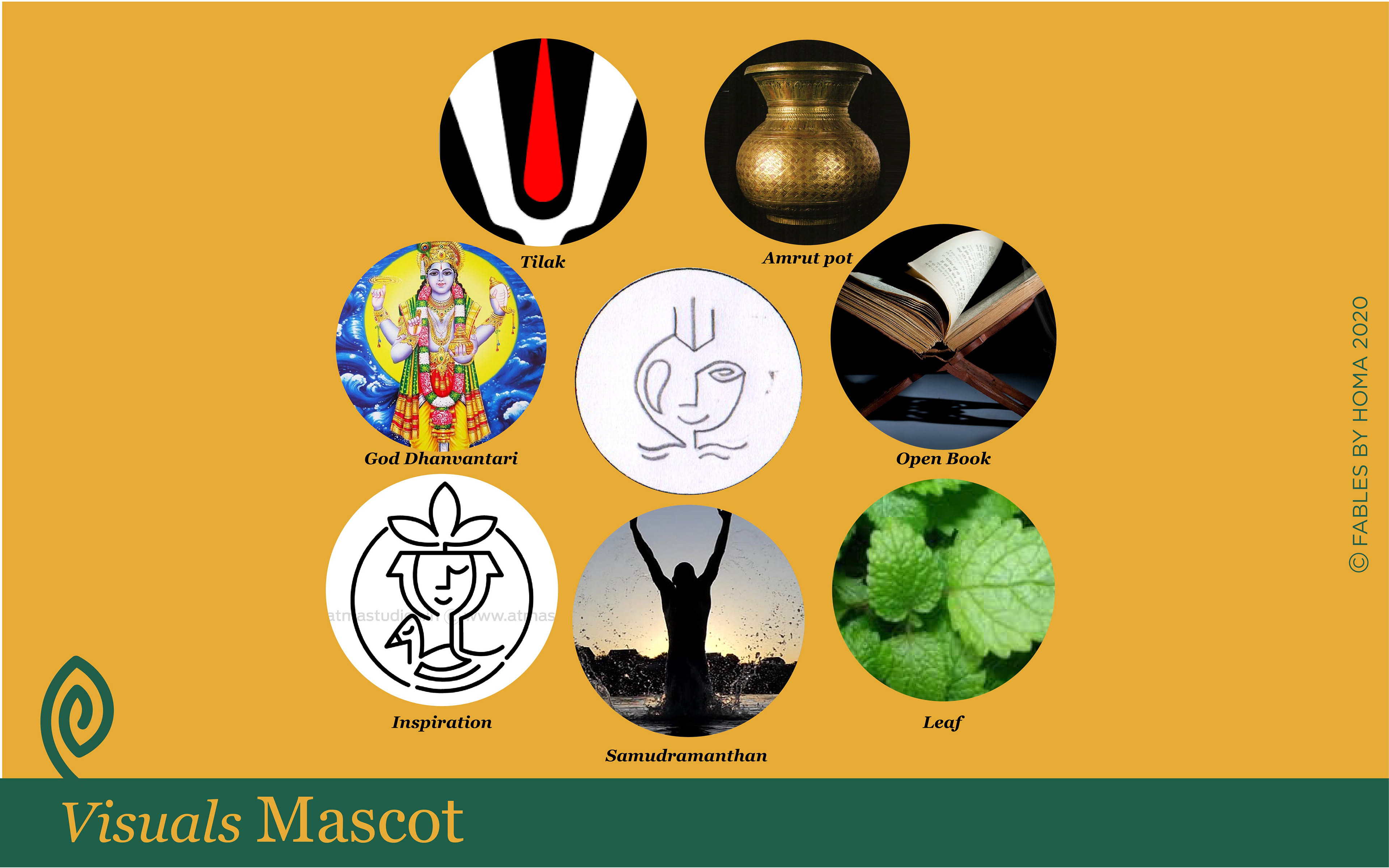Dhanvantari Temple brand: visual references for the mascot concept