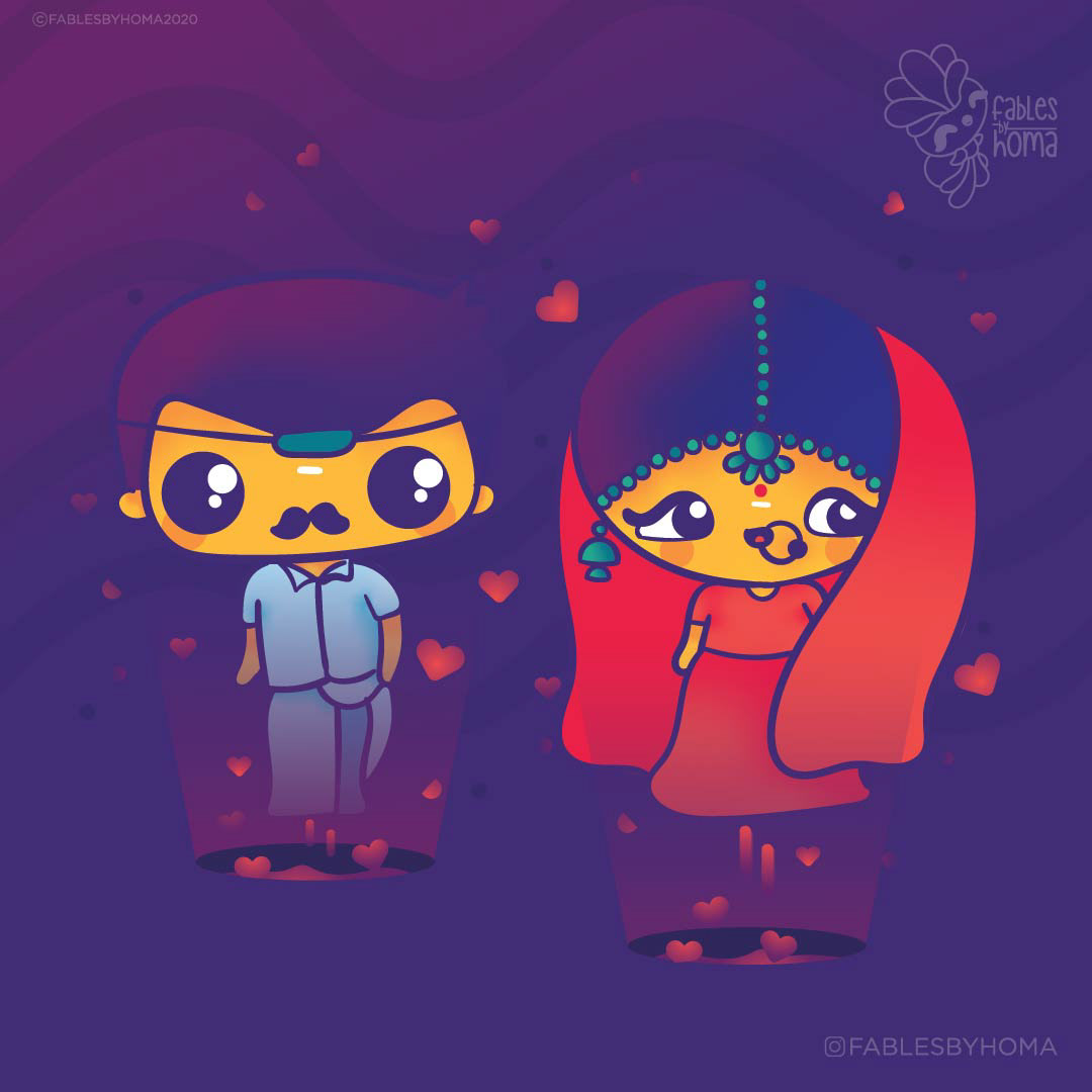 Japanese kawaii nouveau cute characters: #37 Kawaii couple with hearts