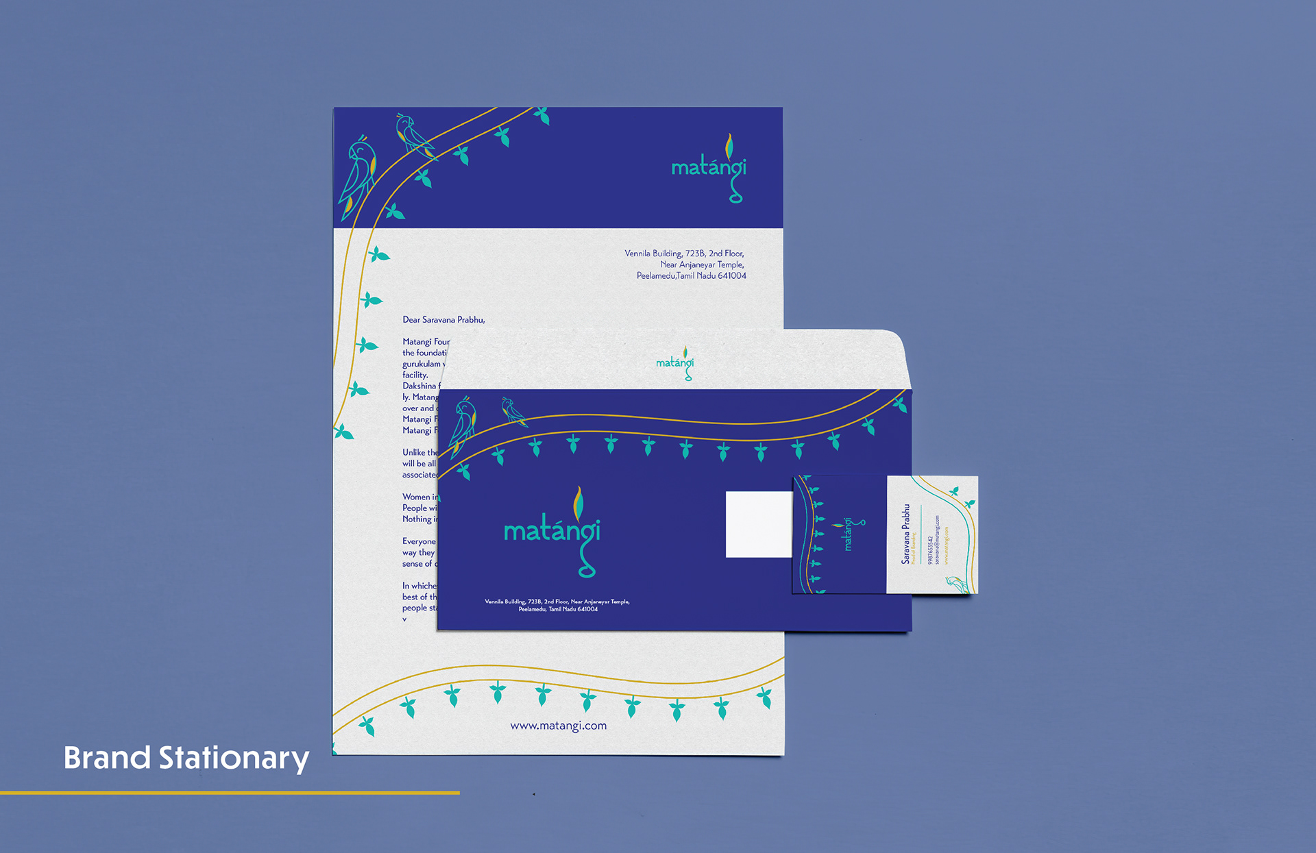 Matangi spiritual brand: brand stationery set with letterhead, envelope and cards