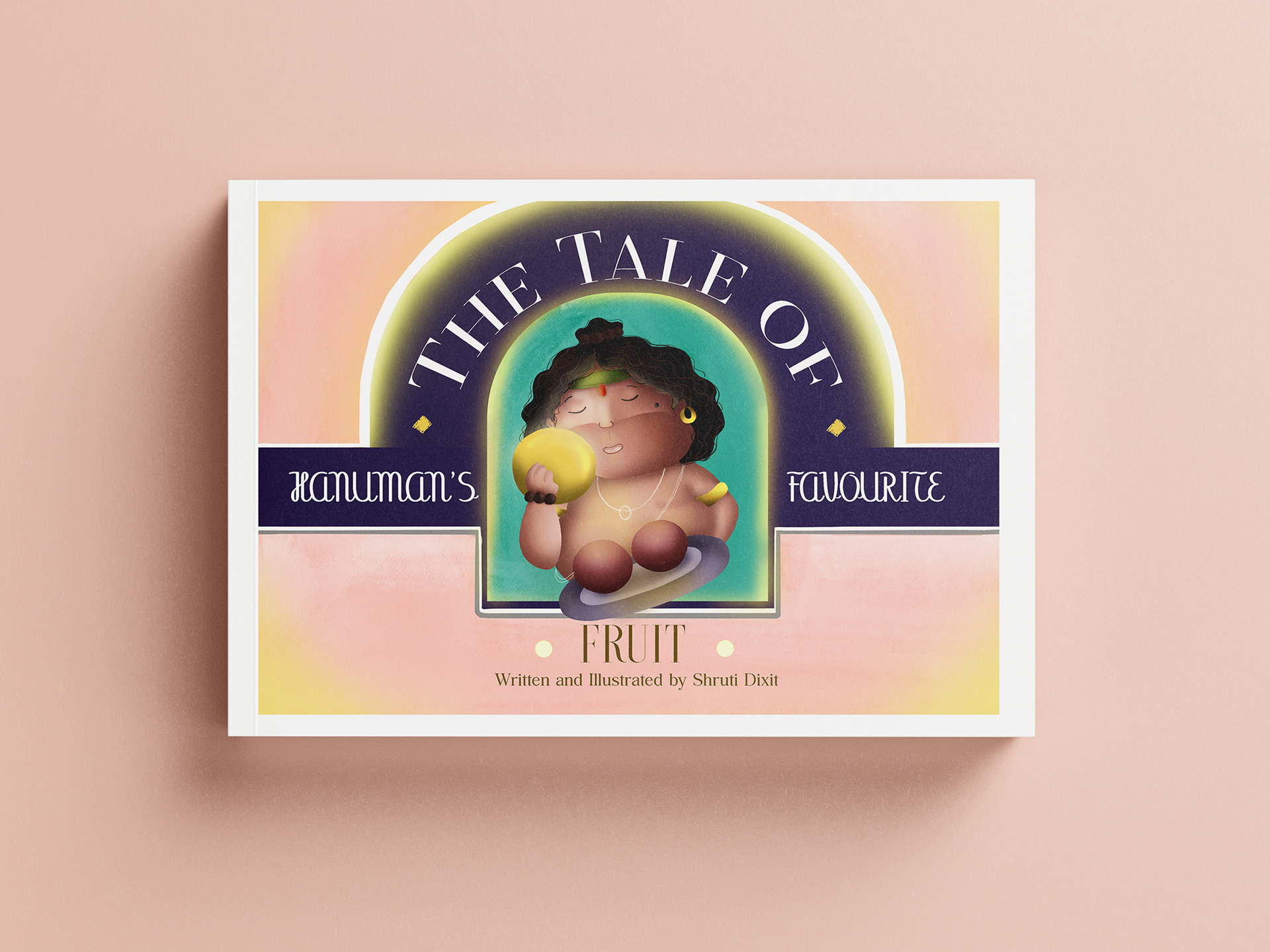 Children's book illustration: The Tale Of book cover with an arched frame on pink, illustration by Atma Studios