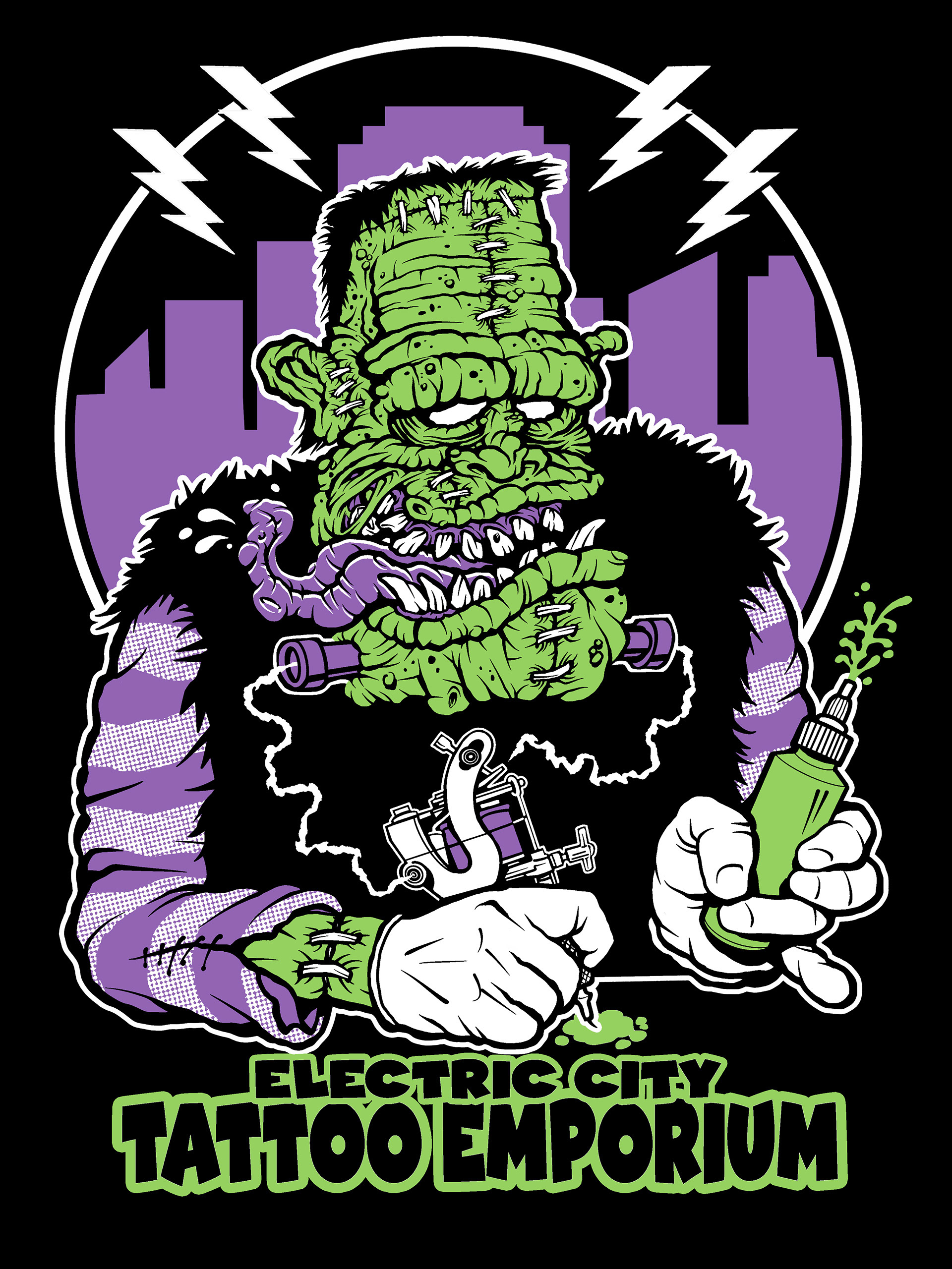 3 color design for Electric City Tattoo