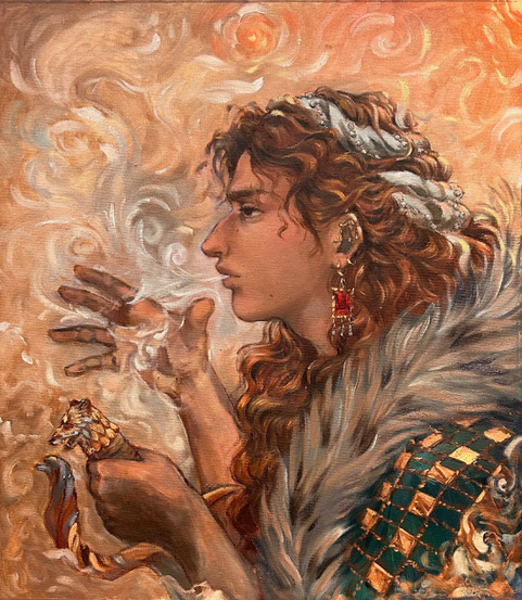 Woman in Smoke - Oil