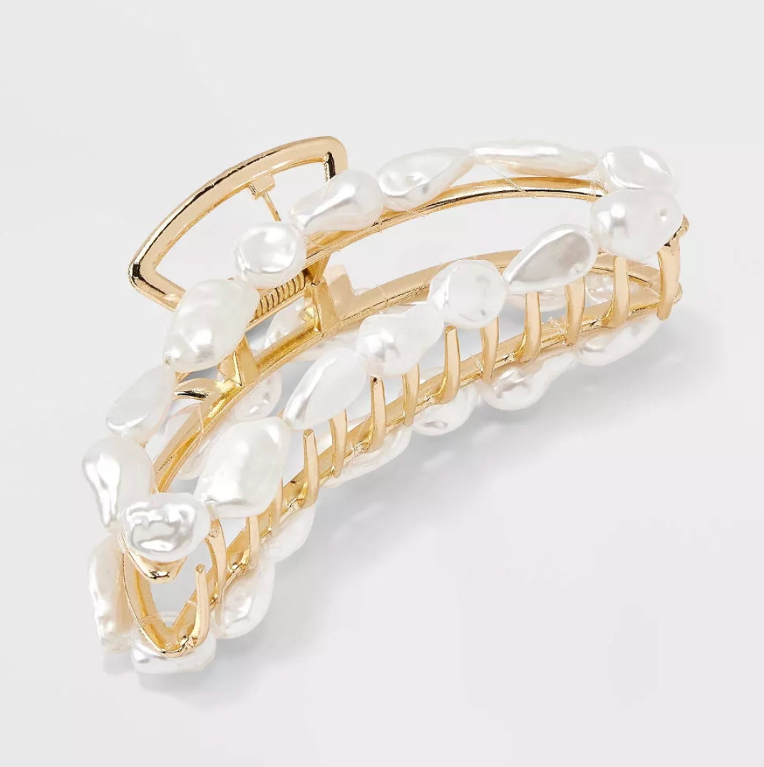 Metal with Pearl Claw Hair Clip - A New Day™ 