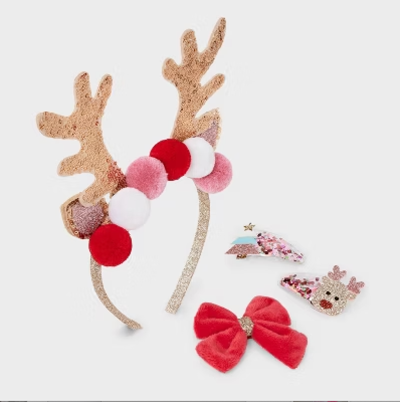 Kids' 4pk Reindeer Antler Headband and Clip Set - Cat & Jack™
