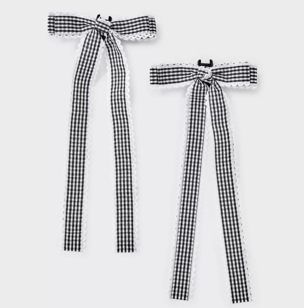 Girls' 2pk Gingham Bow Claw Clip Set - Art Class™