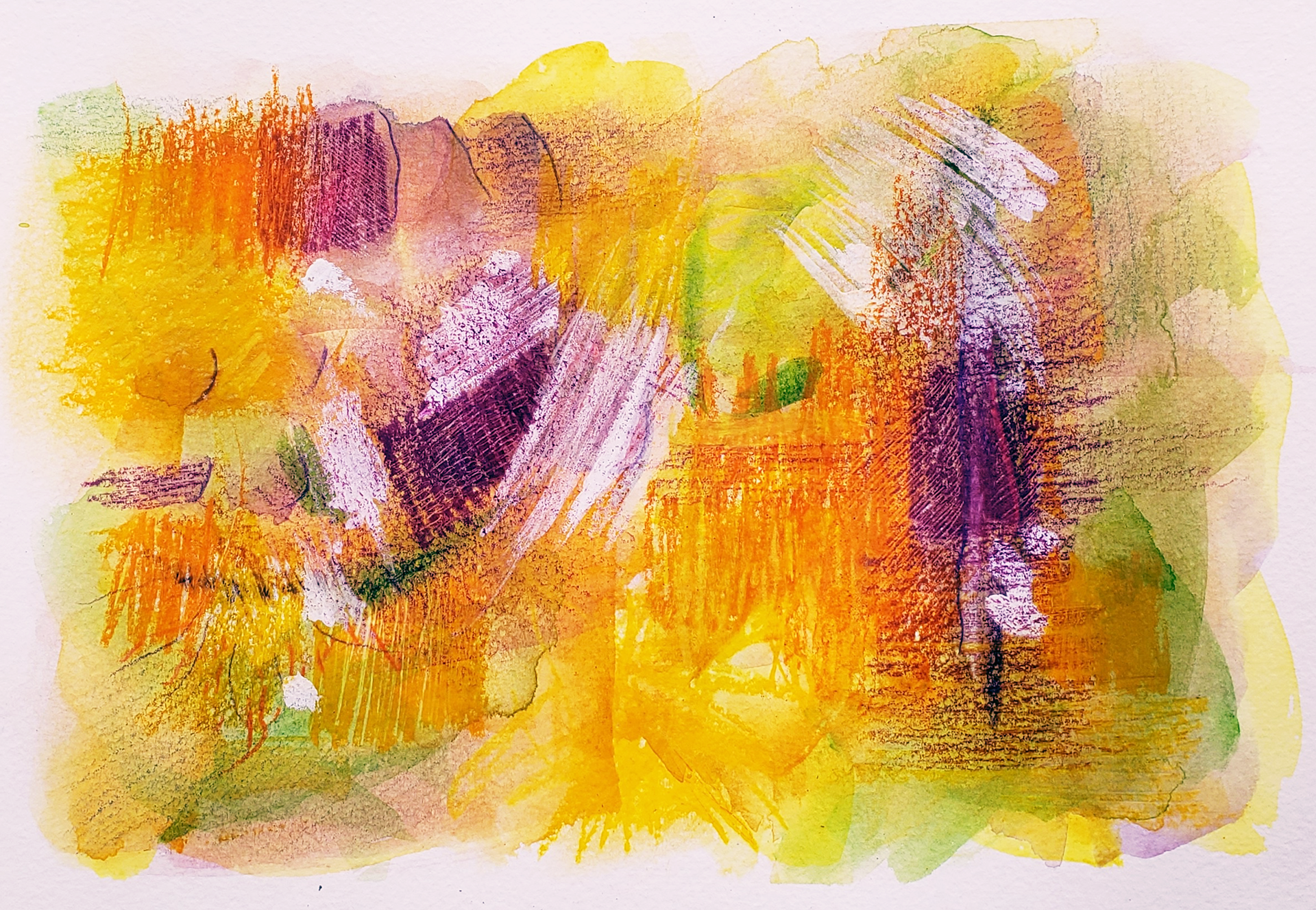 Desert Heat #2, 2025. Watercolor & Colored Pencil, 7 x 10 inches.