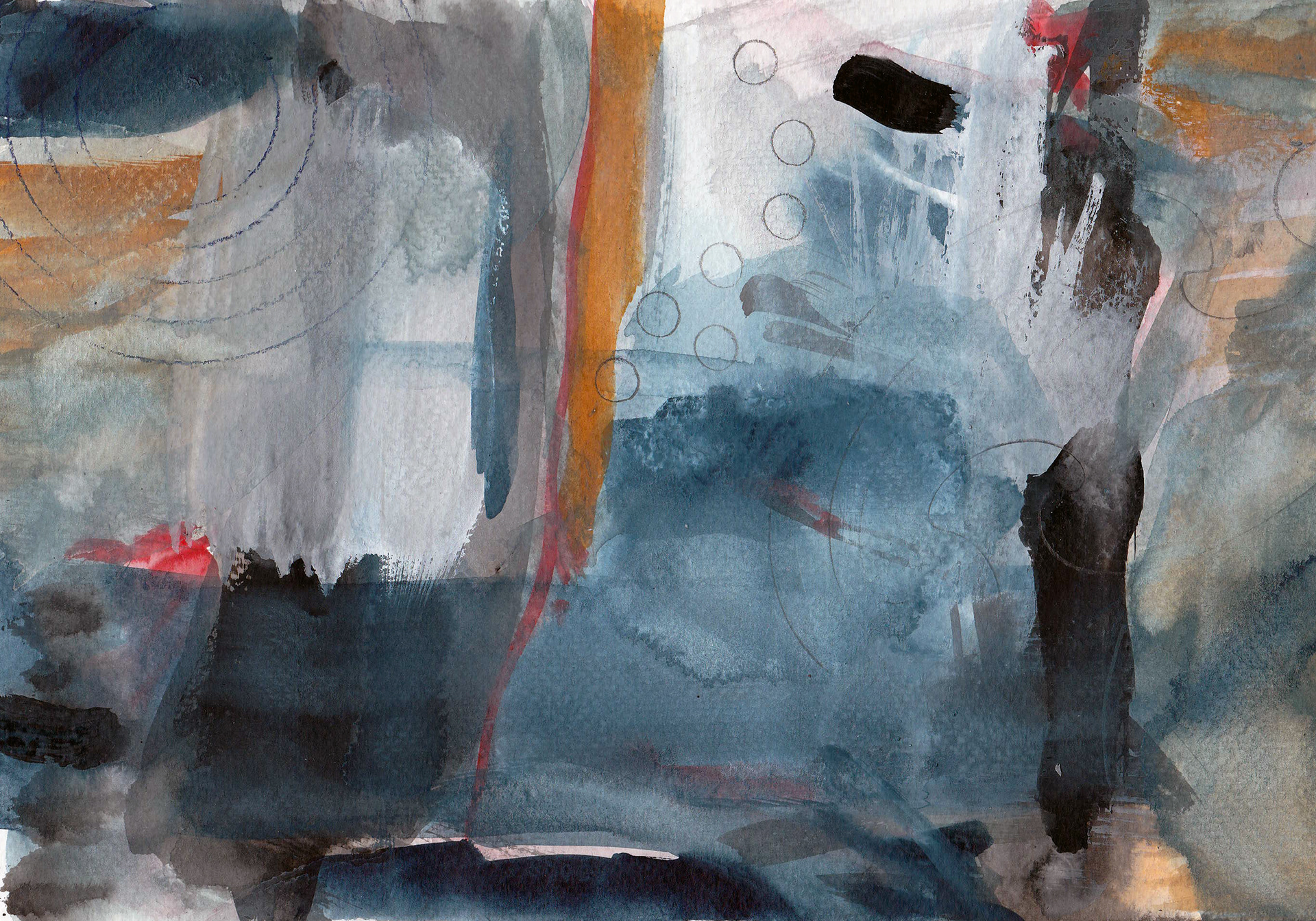 Boundaries #1, 2026. Watercolor, 7 x 10 inches.
