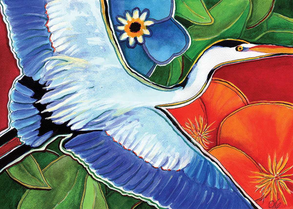 SOLD - Great Blue Heron, 2020. Watercolor, 10 x 14 inches.