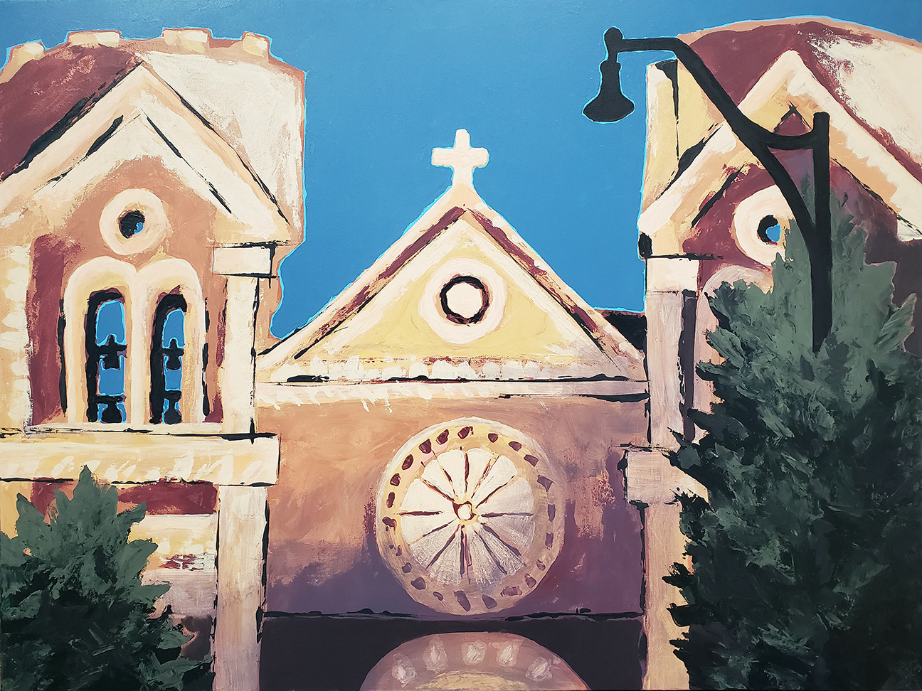 Cathedral Basilica of St Francis of Assisi, Santa Fe, 2021.  Acrylic on canvas, 36 x 48 inches.