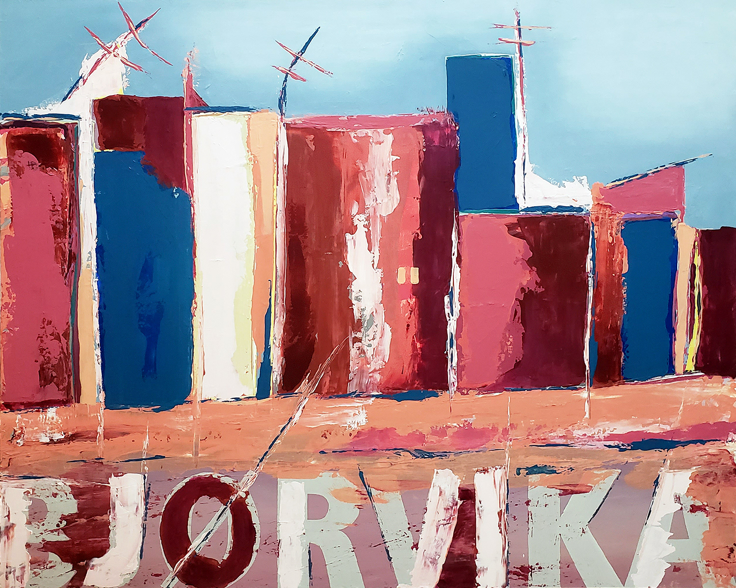 Bjorvika (District in Oslo), 2024. Oil and acrylic on canvas, 48 x 60 inches.