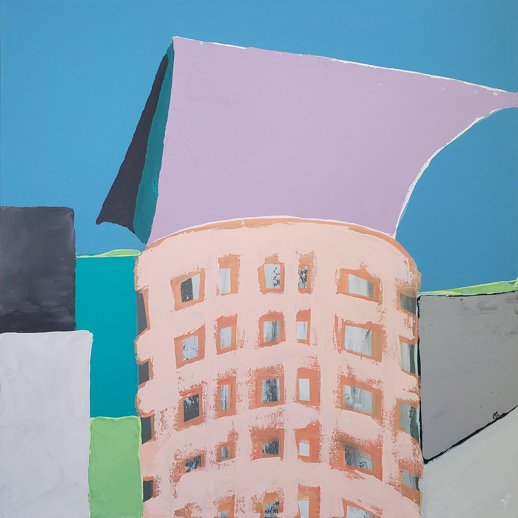 Library (Denver), 2022. Acrylic on canvas, 24 x 24 inches.