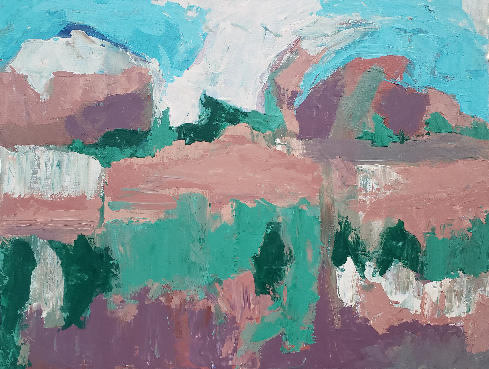 Abiquiu Meadow, New Mexico, 2020. Acrylic on canvas, 30 x 40 inches.