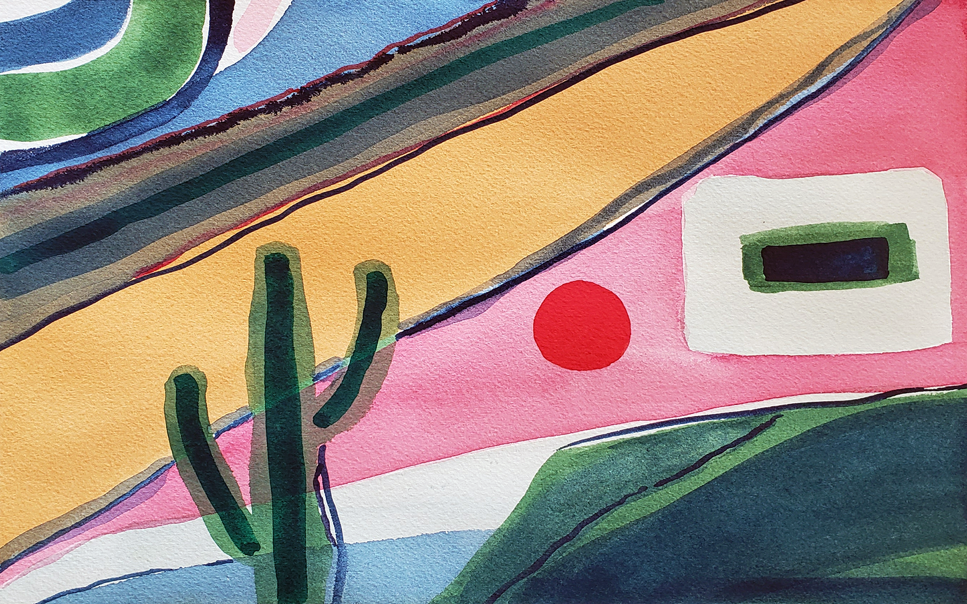 House in Valley, 2025. Watercolor, 12 x 8 inches.