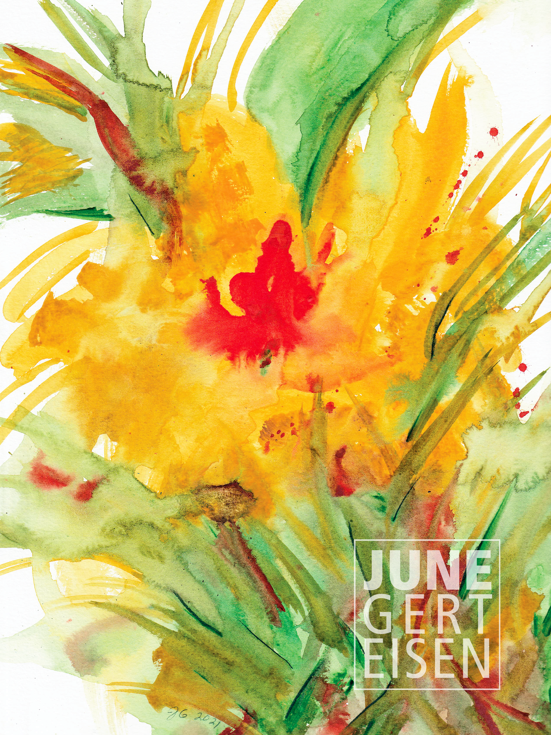 Abstract Yellow Hibiscus, 2021. Watercolor, 12 x 9 inches