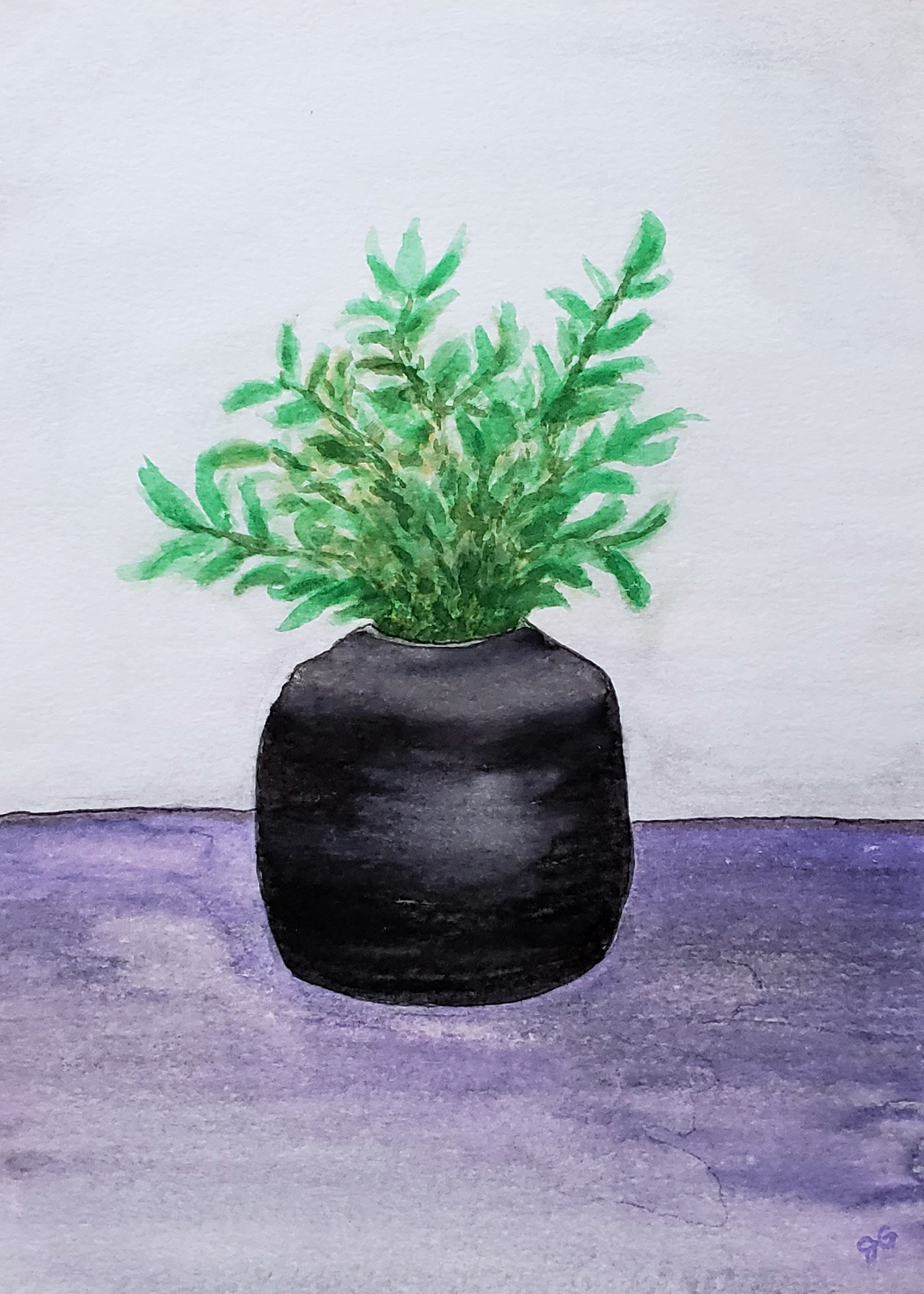 Black Vase, Chico, CA 2024. Watercolor, 9 x 12 inches.