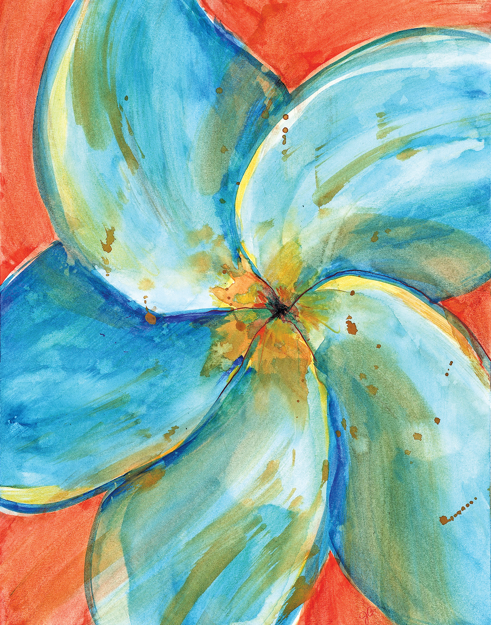 Blue Plumeria, 2020. Watercolor, 14 x 11 inches.