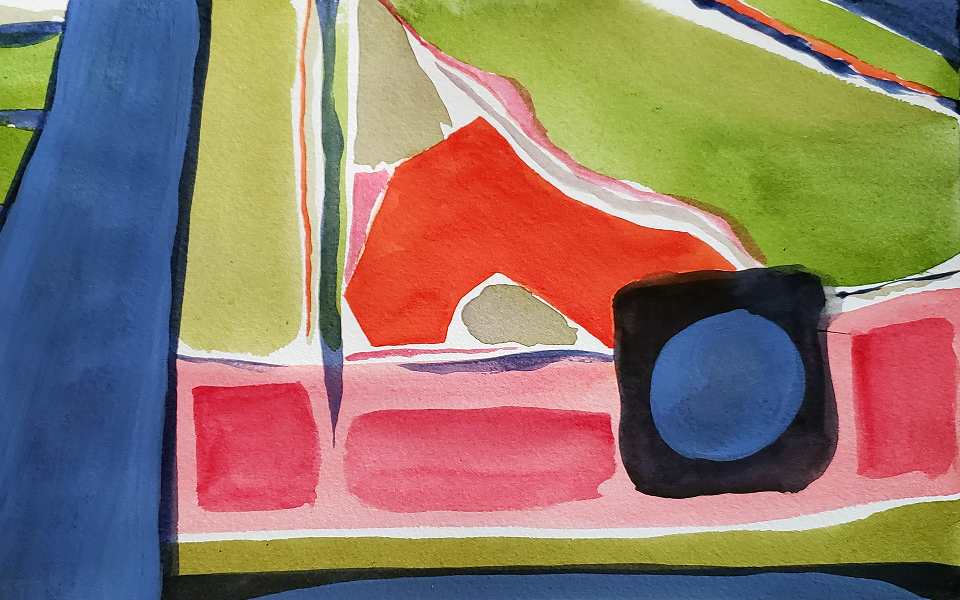 Detour, 2025. Watercolor, 8 x 12 inches.