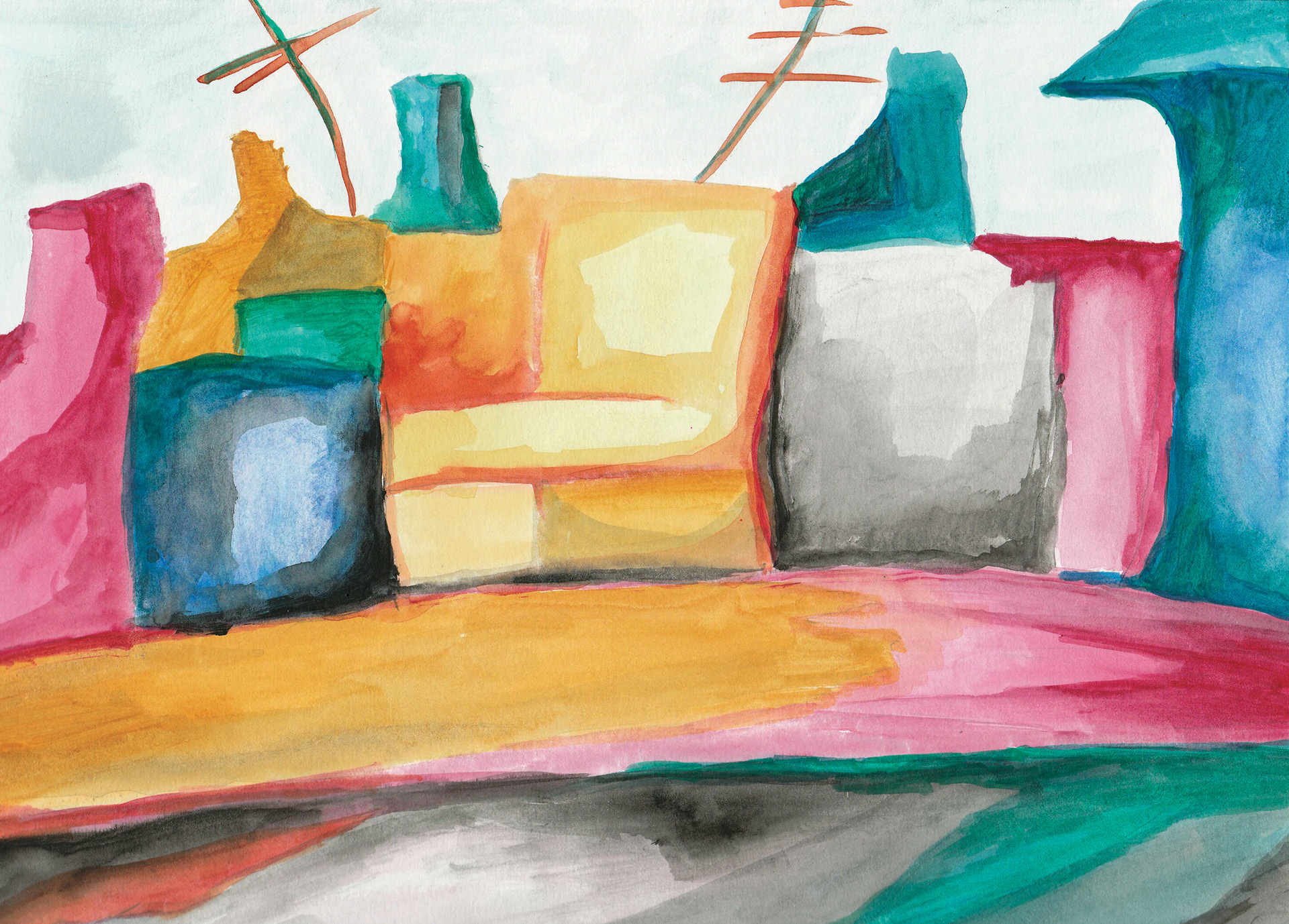 San Francisco Skyline, 2021. Watercolor, 9 x 12 inches.