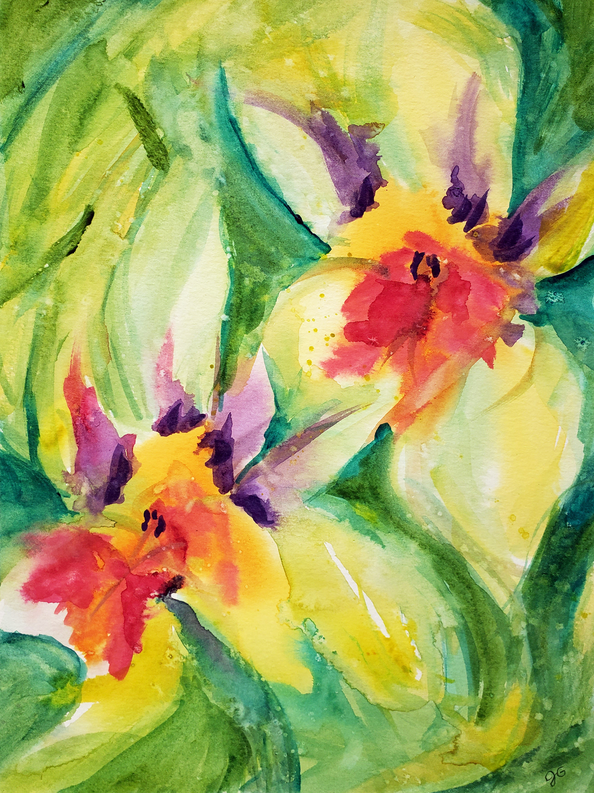 Orchids, Hawaii, 2022. Watercolor, 11 x 14 inches.
