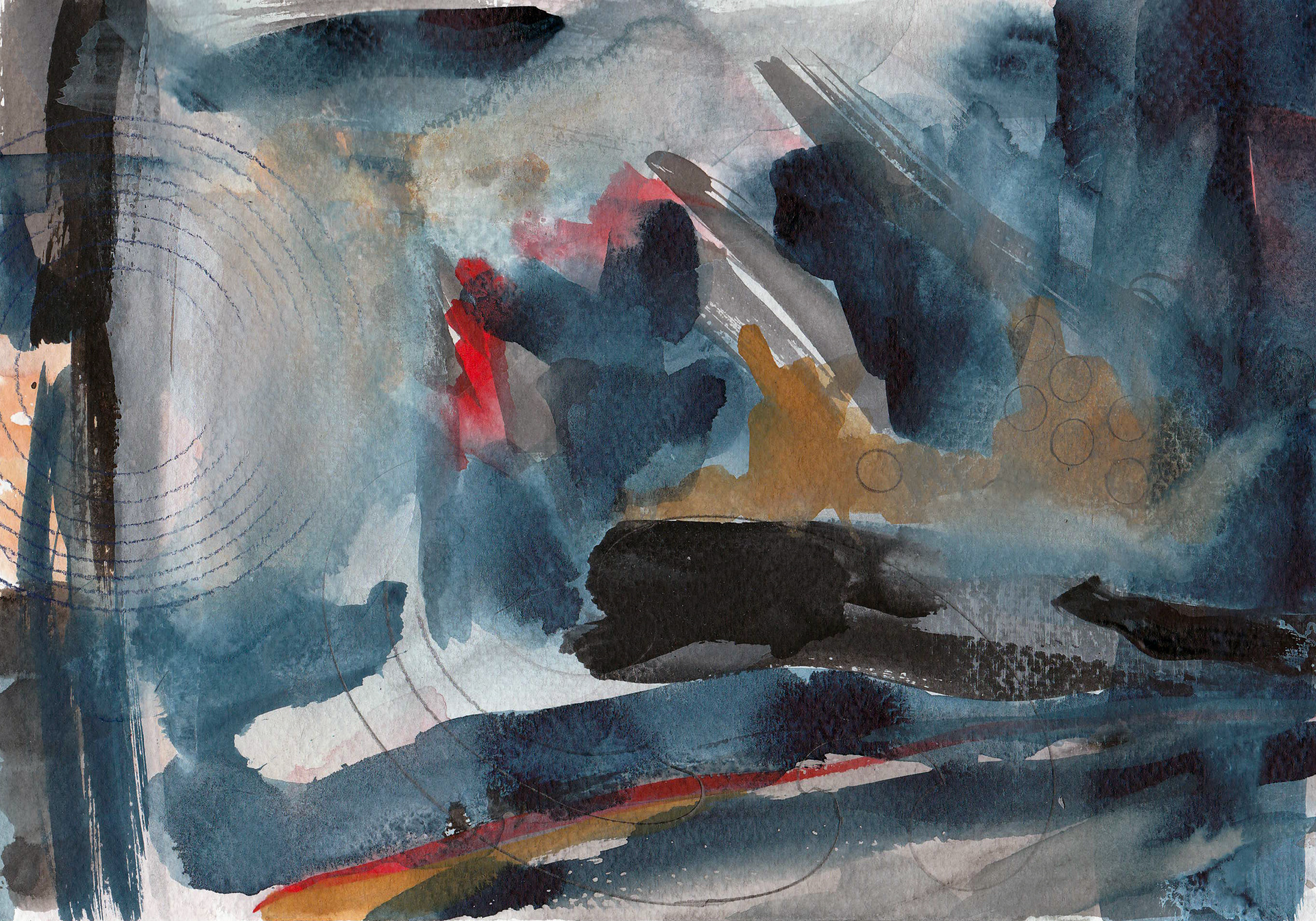Boundaries #3, 2026. Watercolor, 7 x 10 inches.