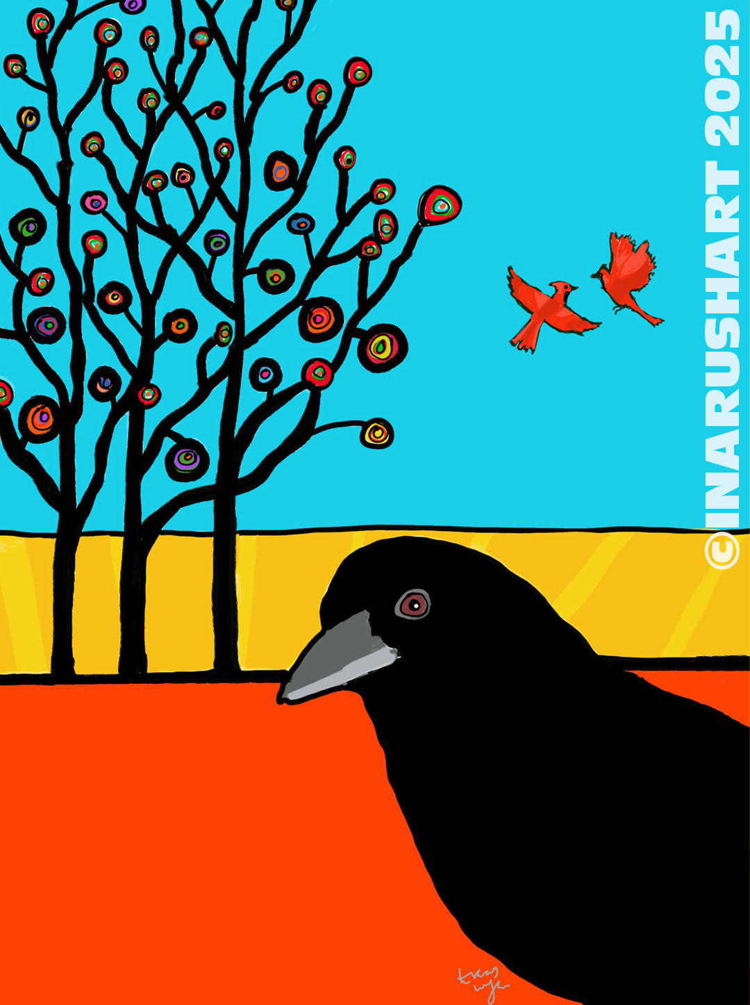 crow and cardinals