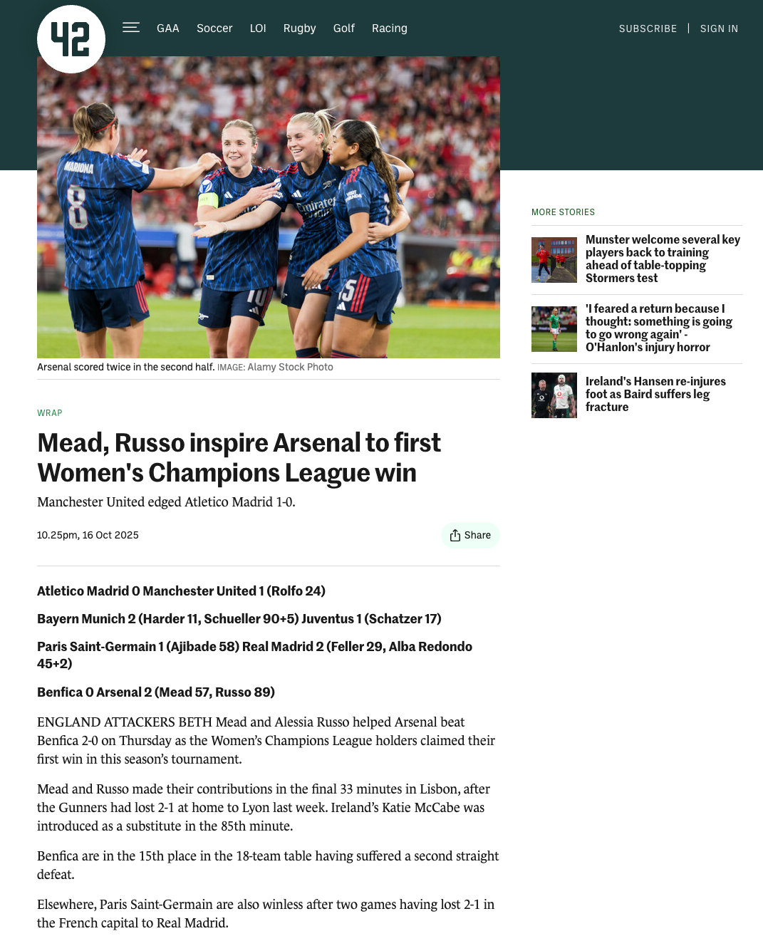 https://www.the42.ie/arsenal-benfica-womens-champions-league-6846742-Oct2025/