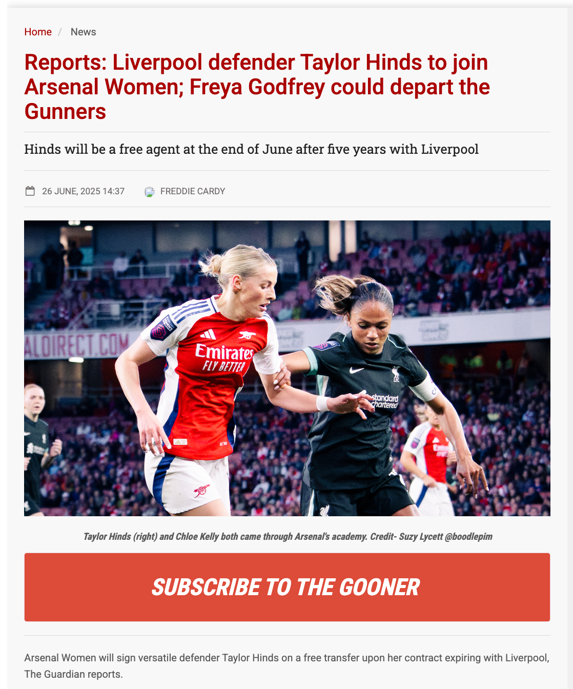 Published on the online Gooner Fanzine