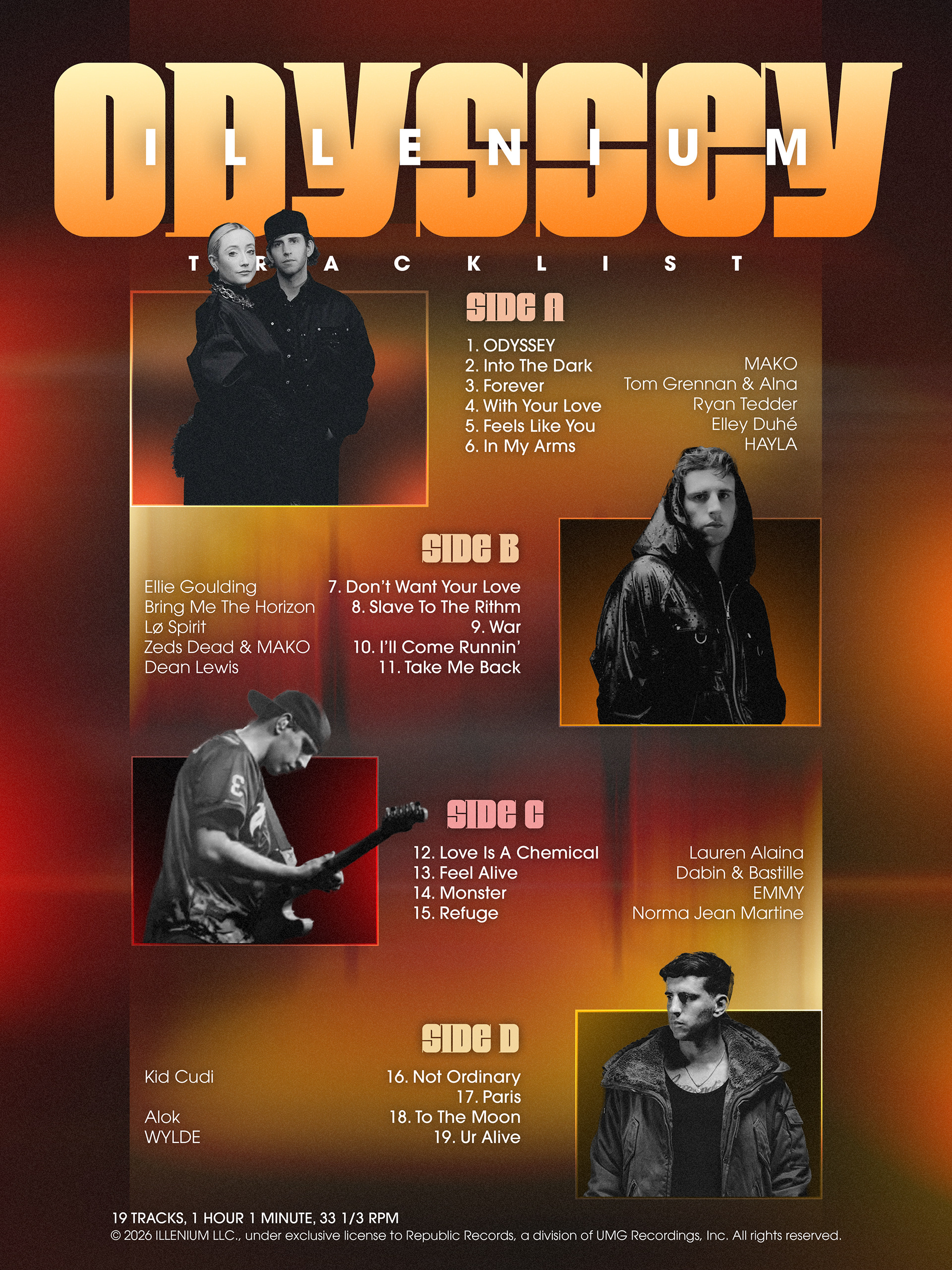 ILLENIUM - ODYSSEY Tracklist Poster (Unofficial)