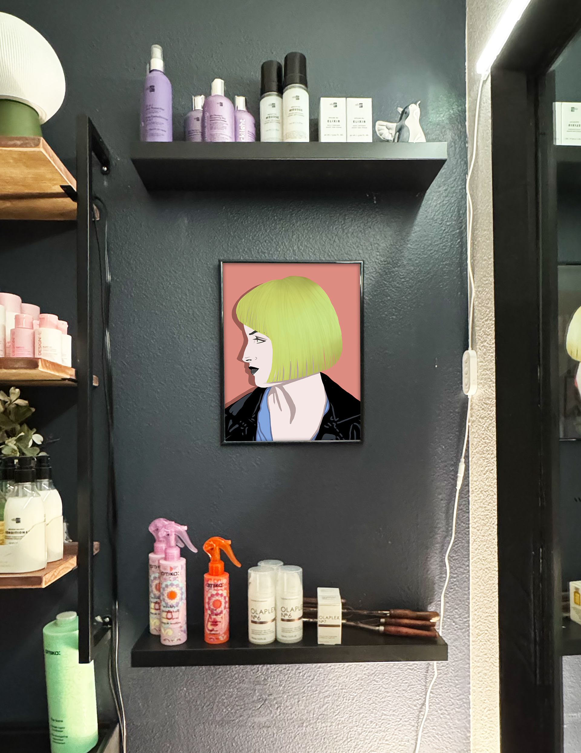 Illustration mockup in salon