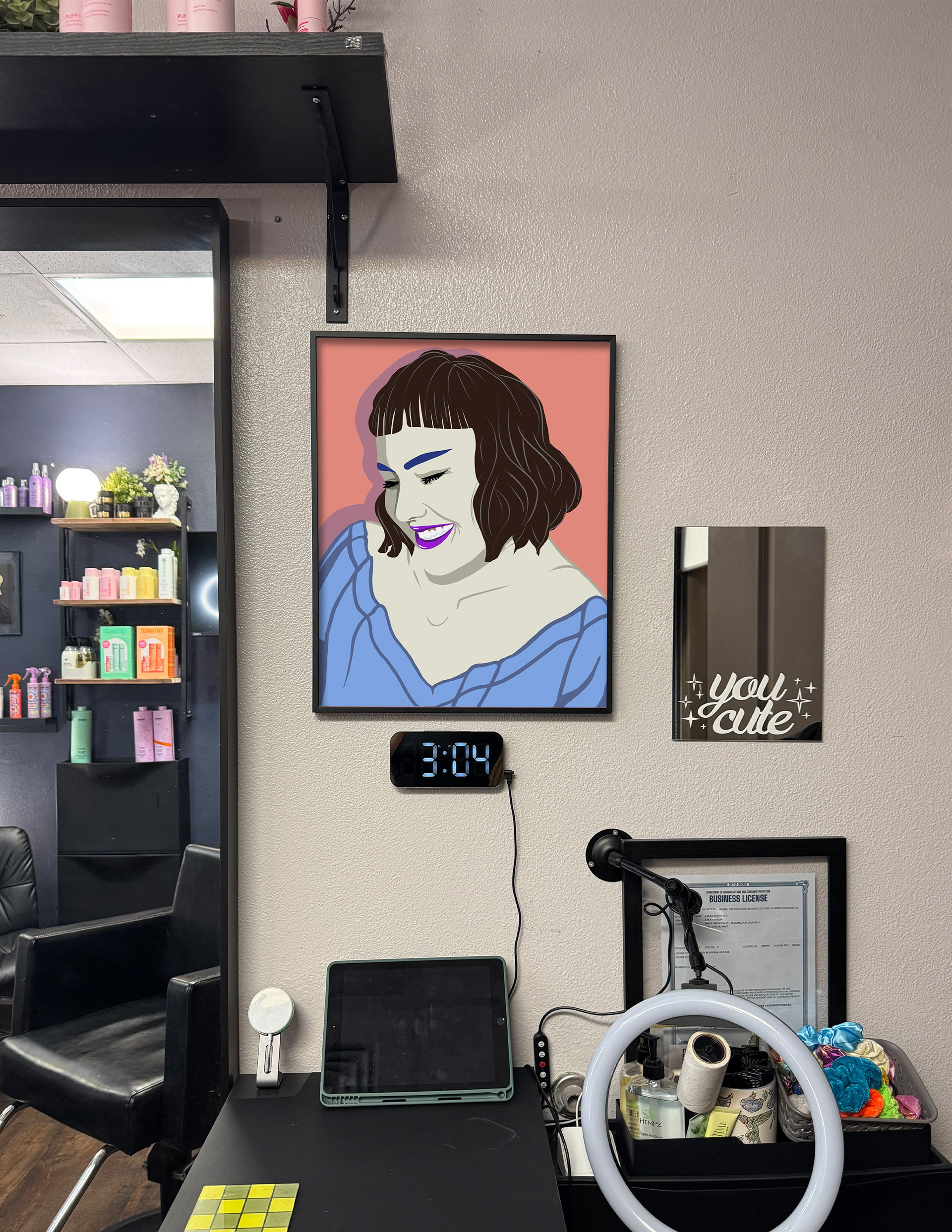 Illustration mockup in salon