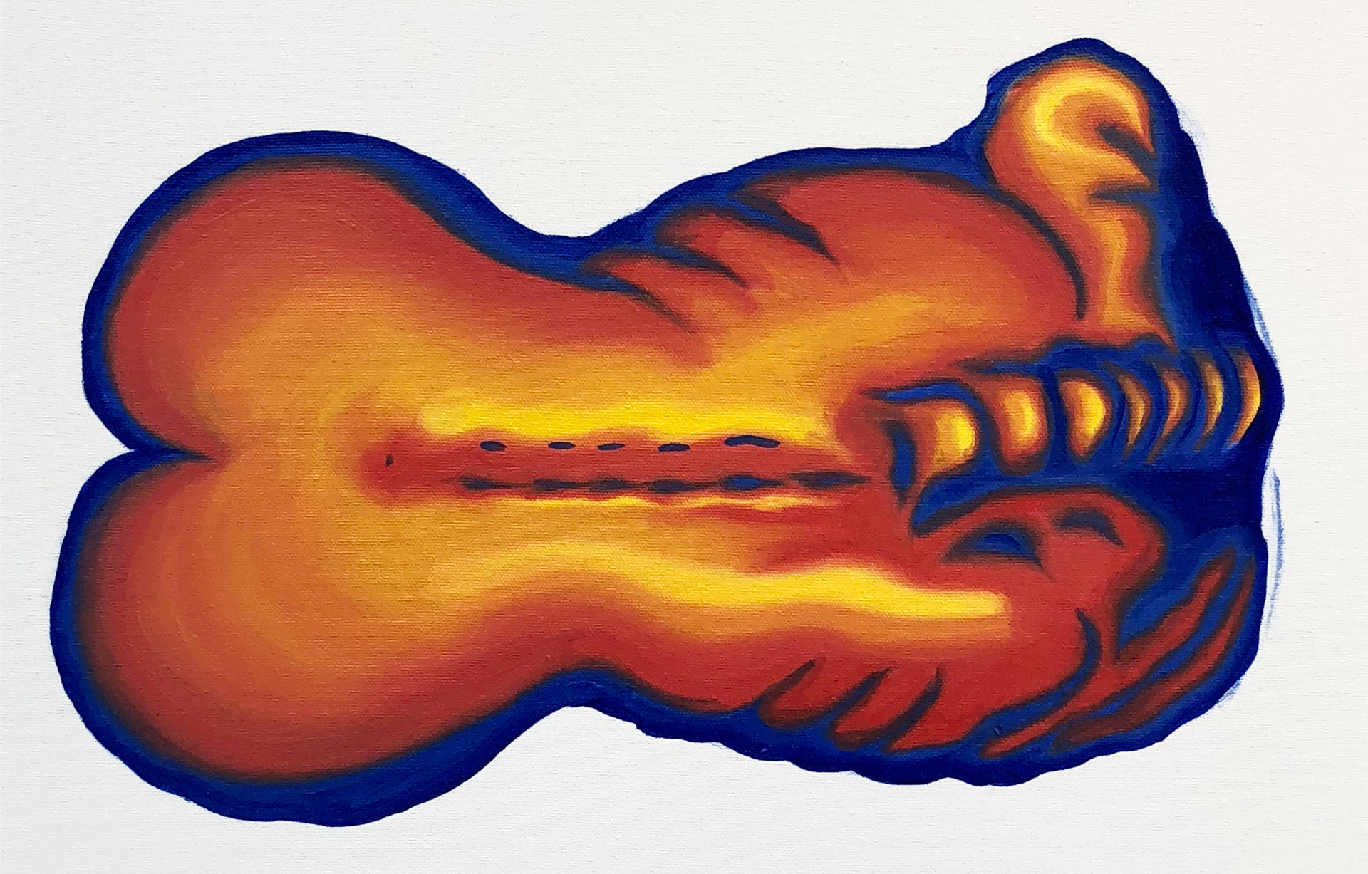 One woman, oil on loose canvas, 2019