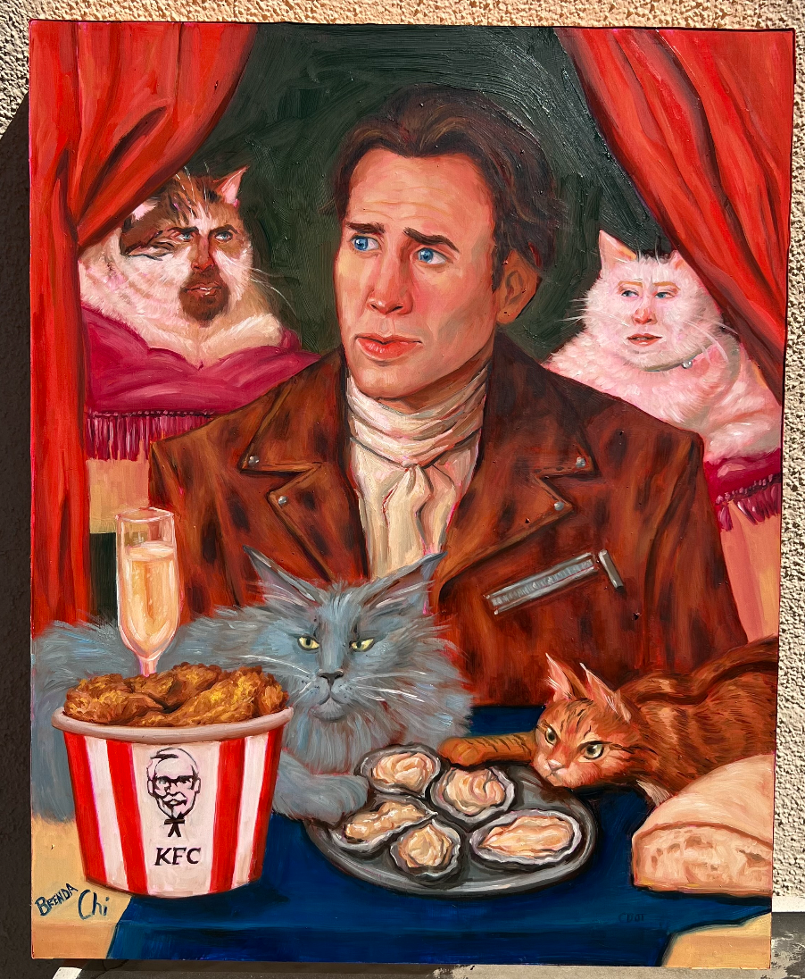 CatCan - Nic Cage Portrait (sold) on Oil