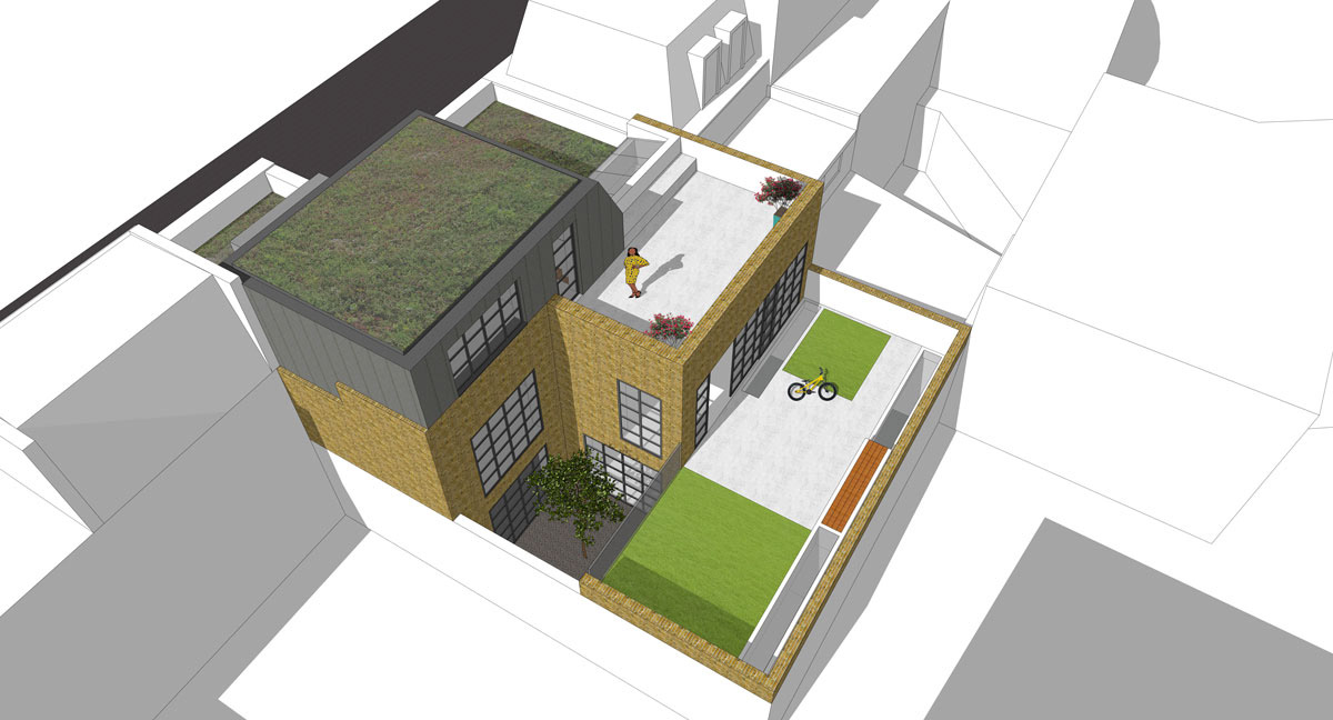 Aerial View of Rear Terraces and Lightwell