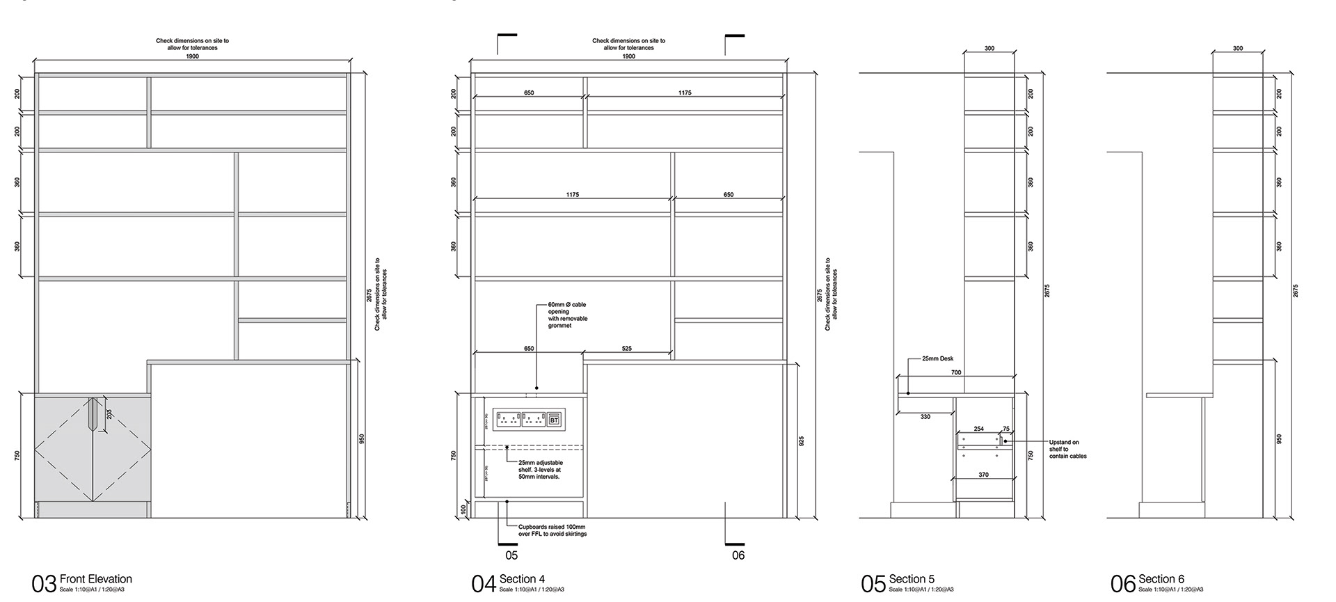 Booskshelves / Workstation Design Intent Drawing