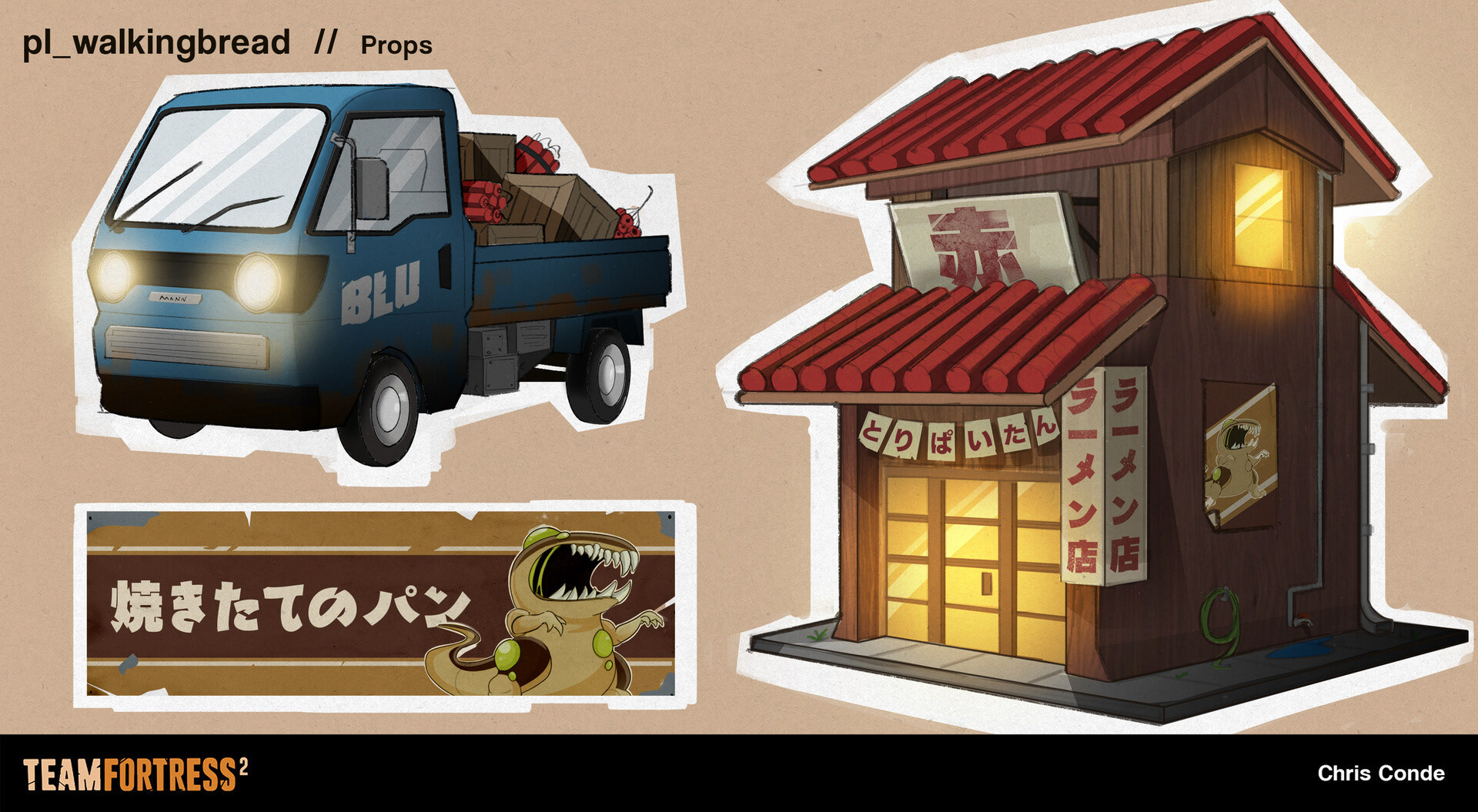 Japan Props - Prop Design for Team Fortress 2 map, Walking Bread