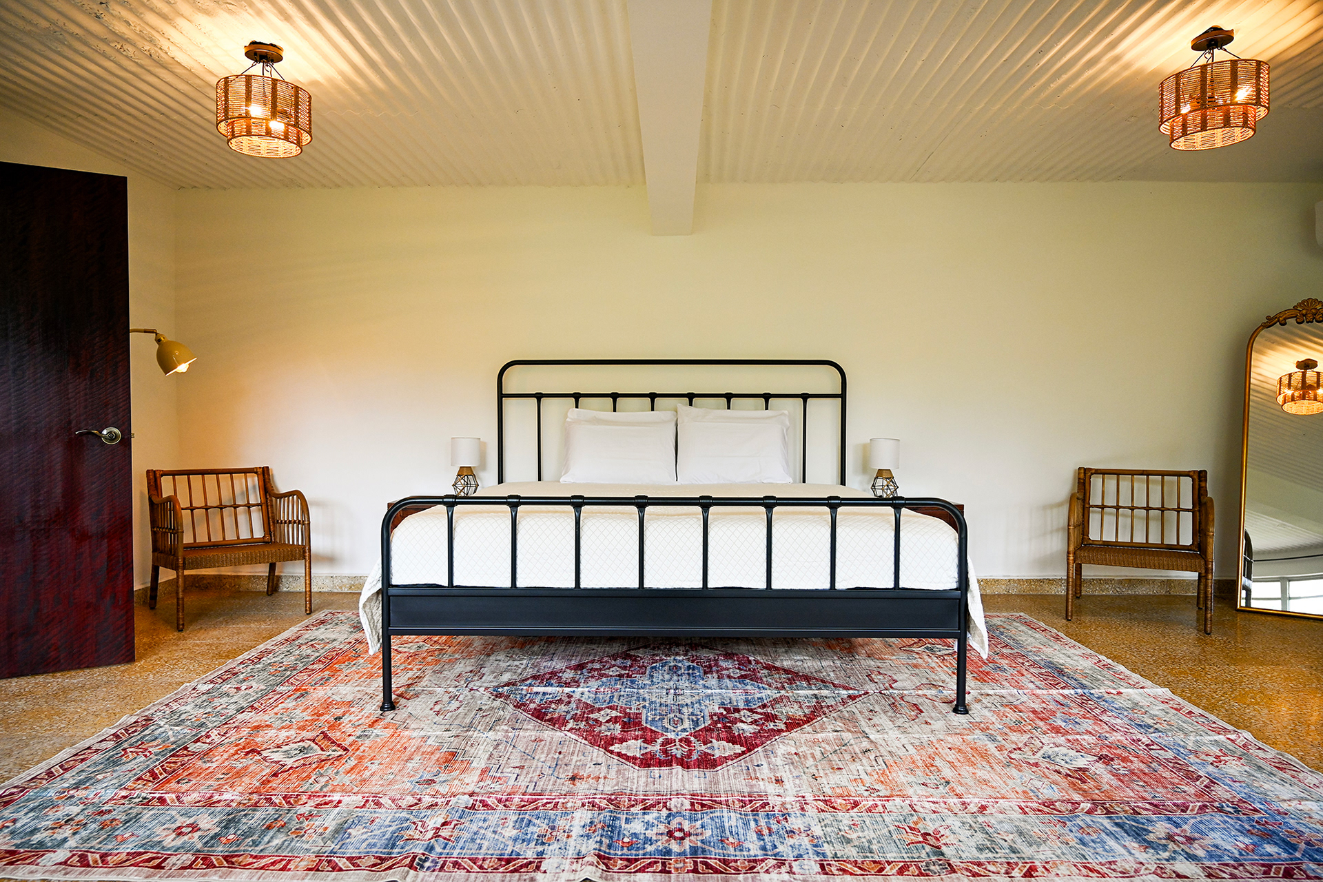 Rest easy in the master suite featuring a king-size memory foam bed, soft natural light, and cozy, comforting design.