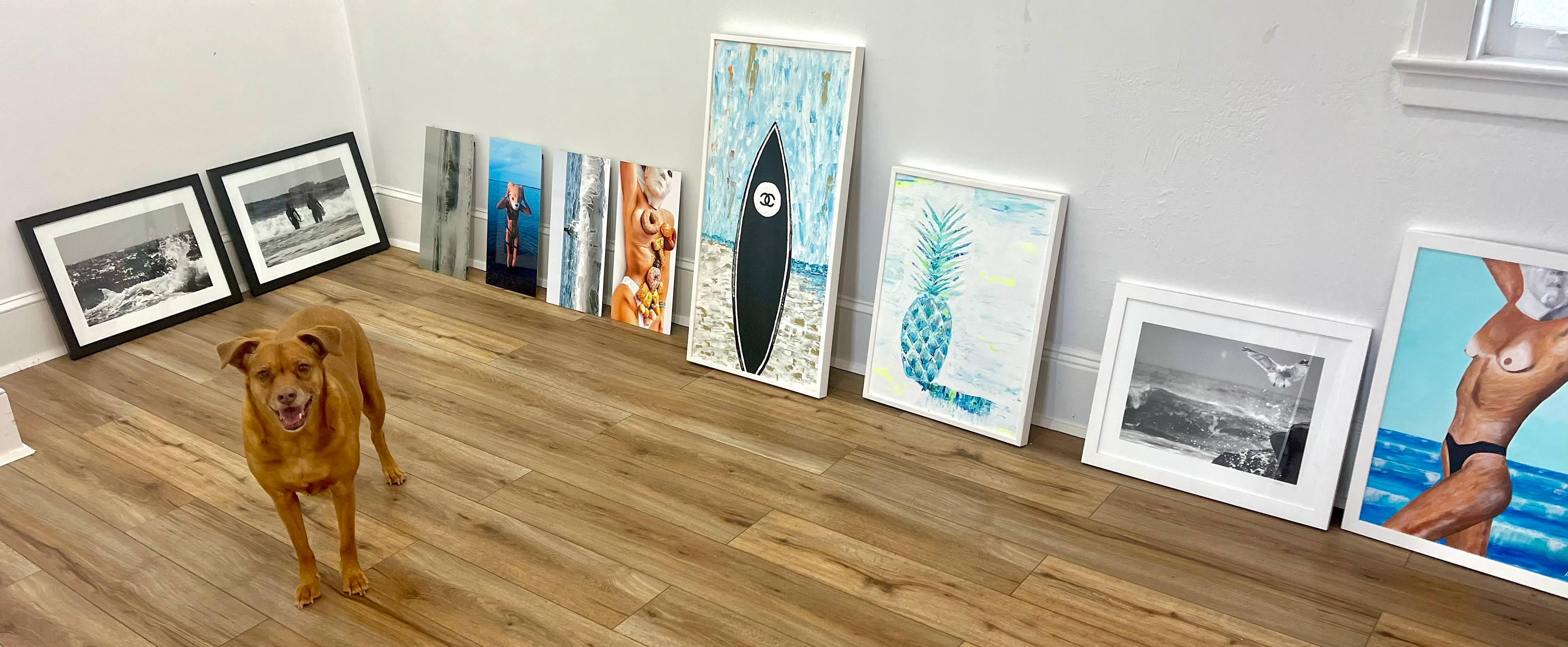 Waiting to be hung at the Montauk Artists Association