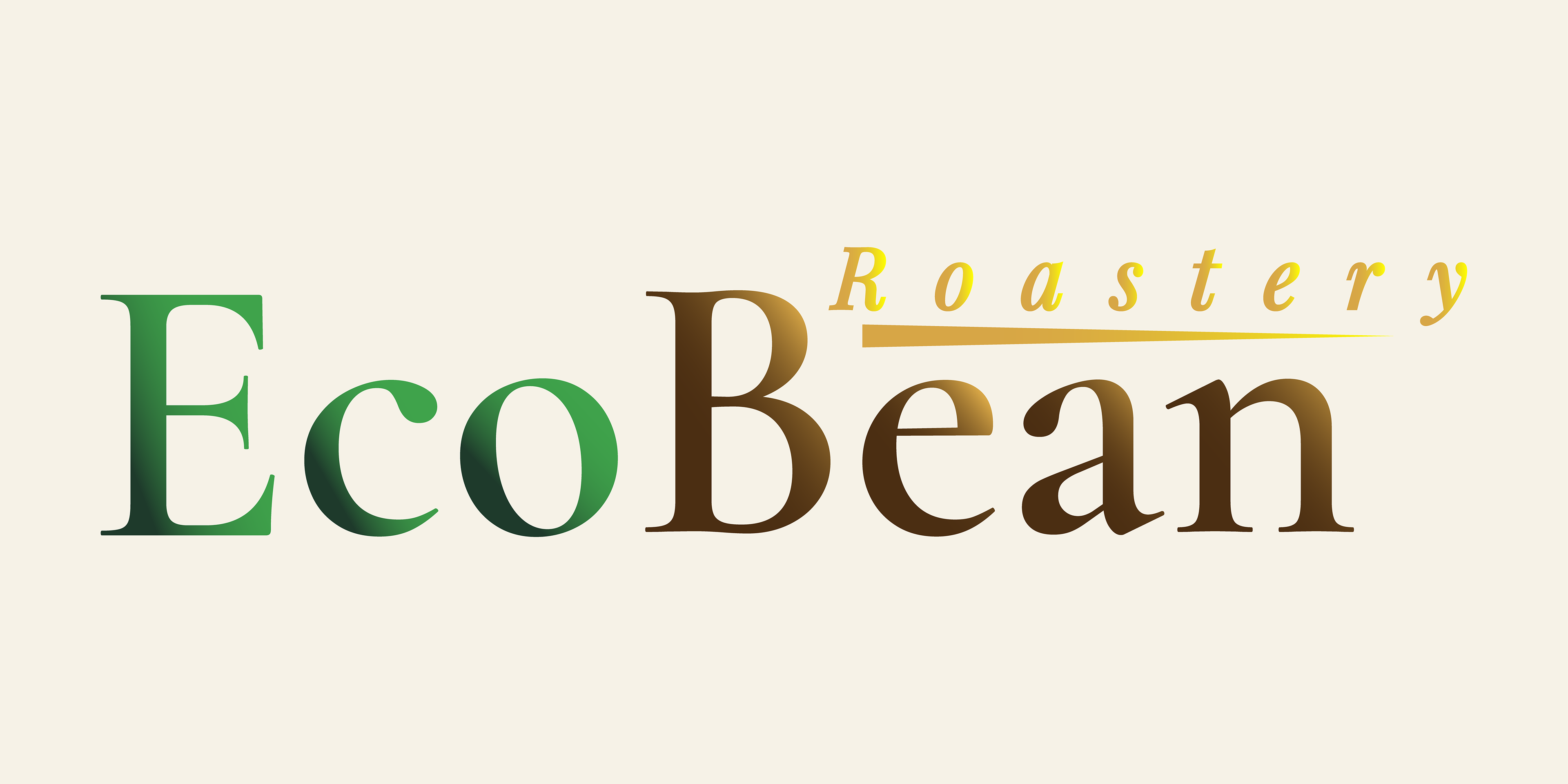 EcoBean Roastery wordmark logo – Playfair Display text-only version with ‘EcoBean’ in serif type and ‘Roastery’ in bold italic beneath.