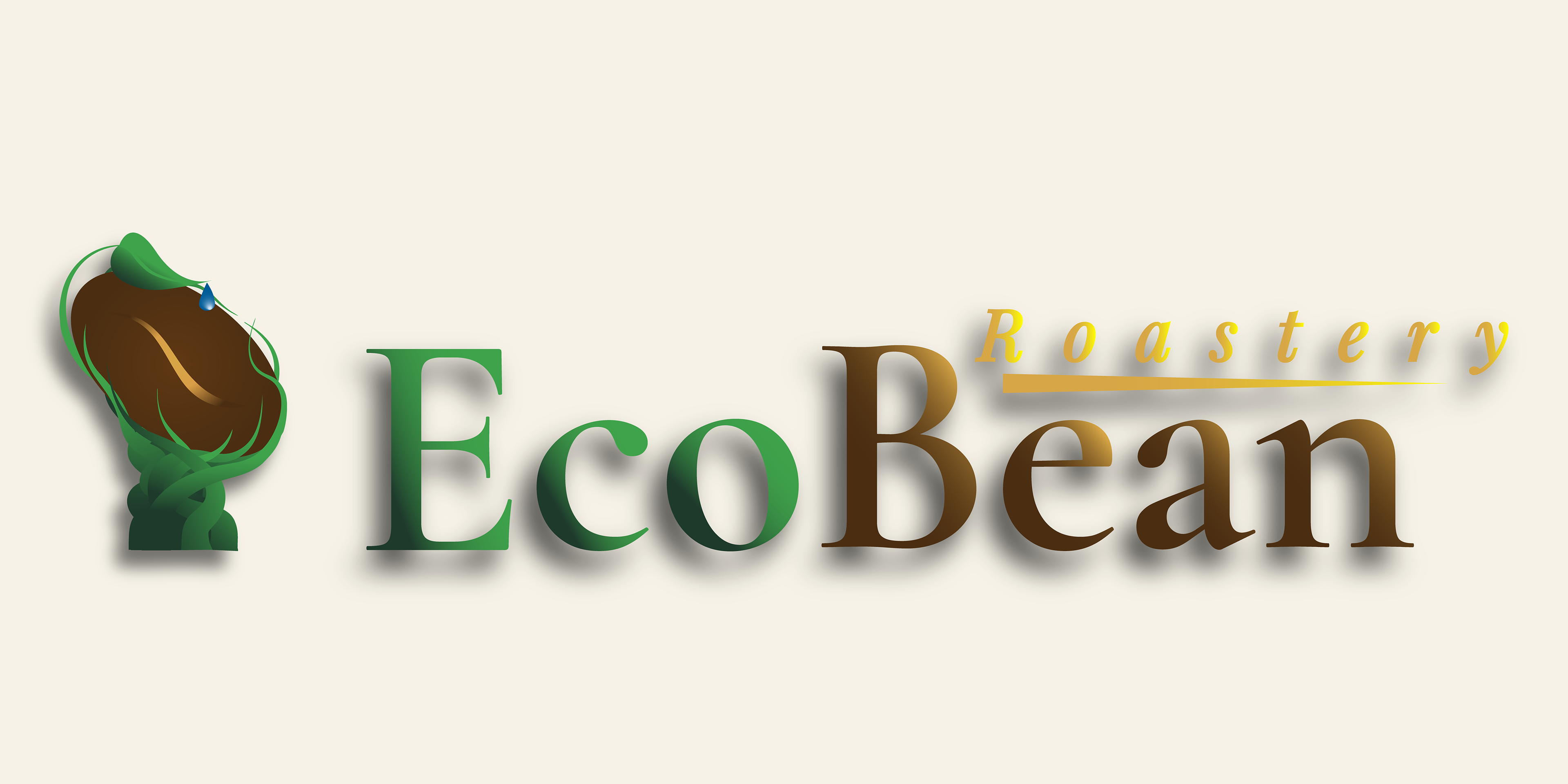EcoBean Roastery horizontal logo – green and brown coffee-bean icon with Playfair Display wordmark.