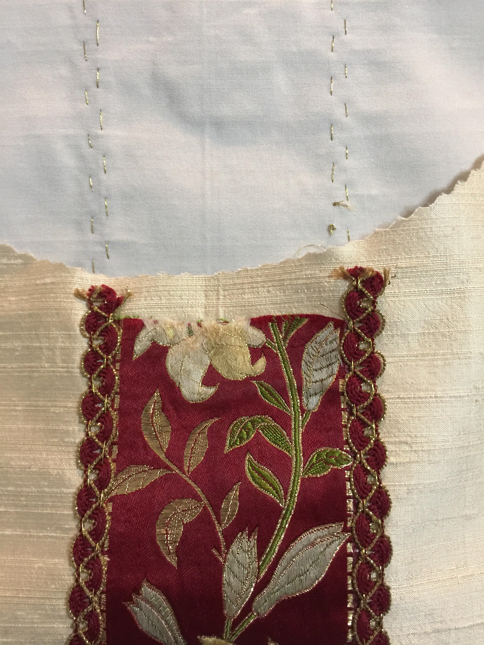 Gold Stitched Placement on Edge Ribbon