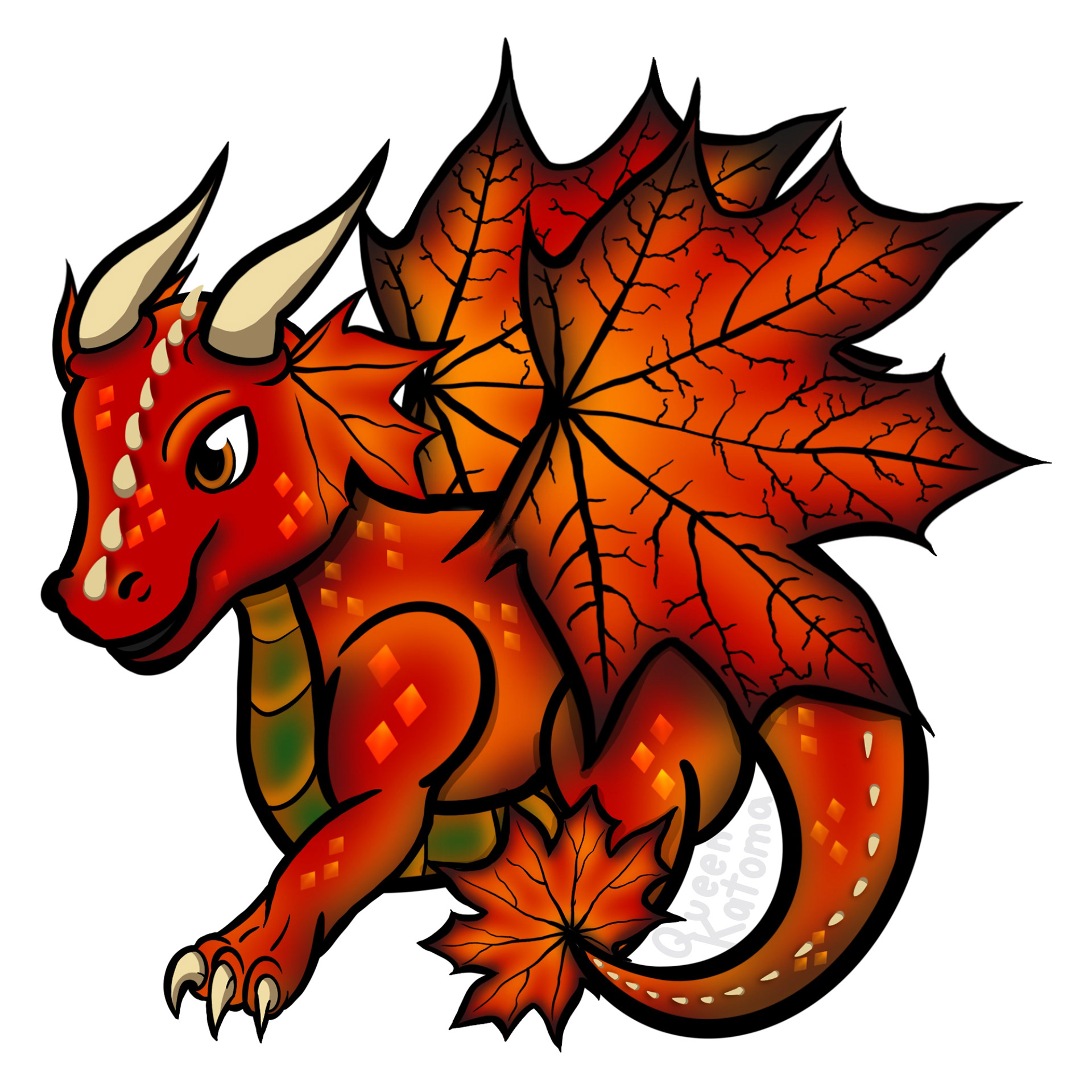 Leaf Dragon Sticker - Ember
