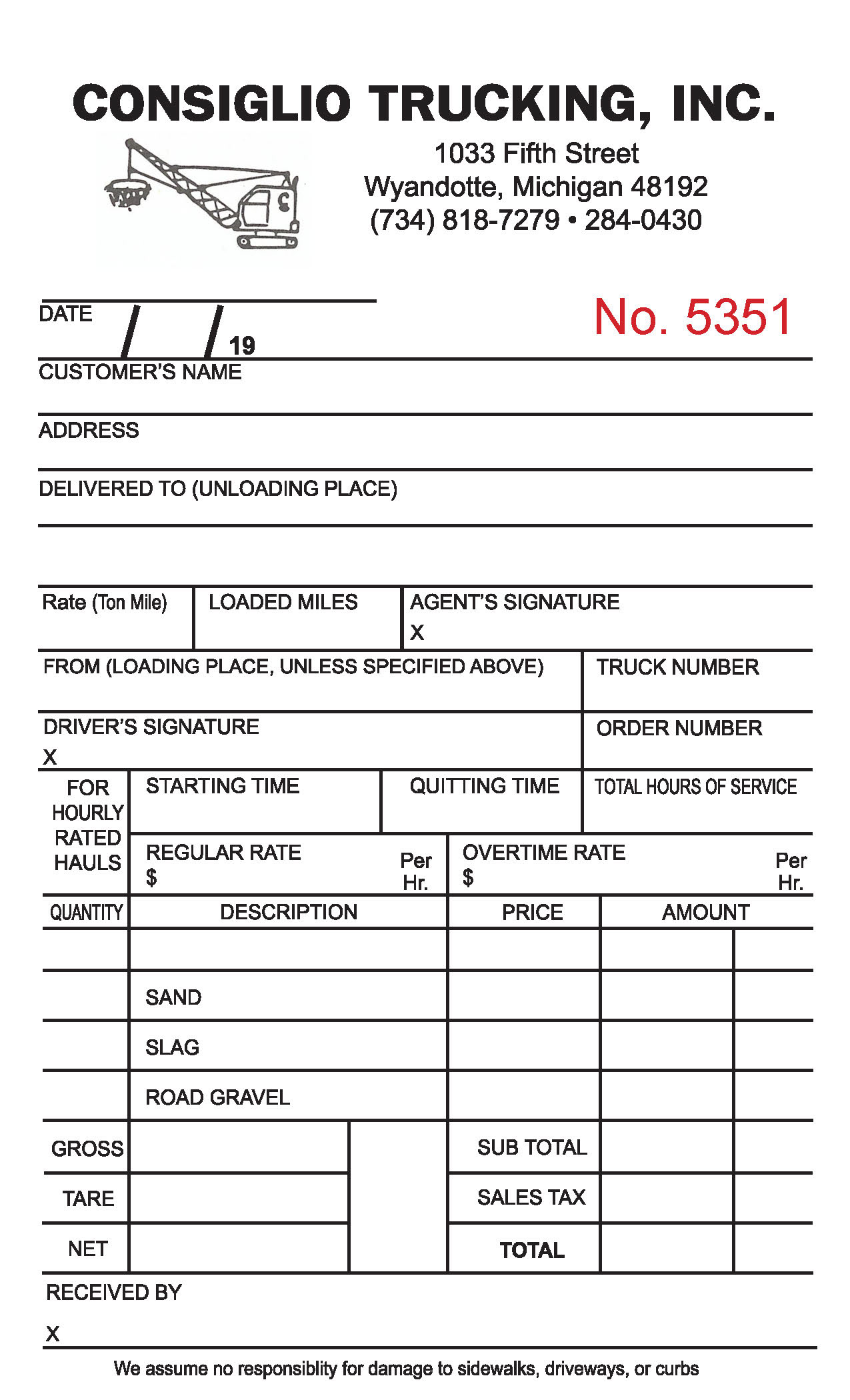 Consiglio Trucking - Invoice Form