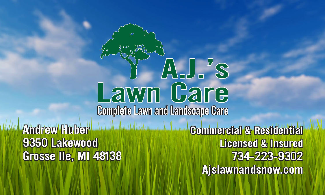 AJ's Lawn Care - Business Card - Front