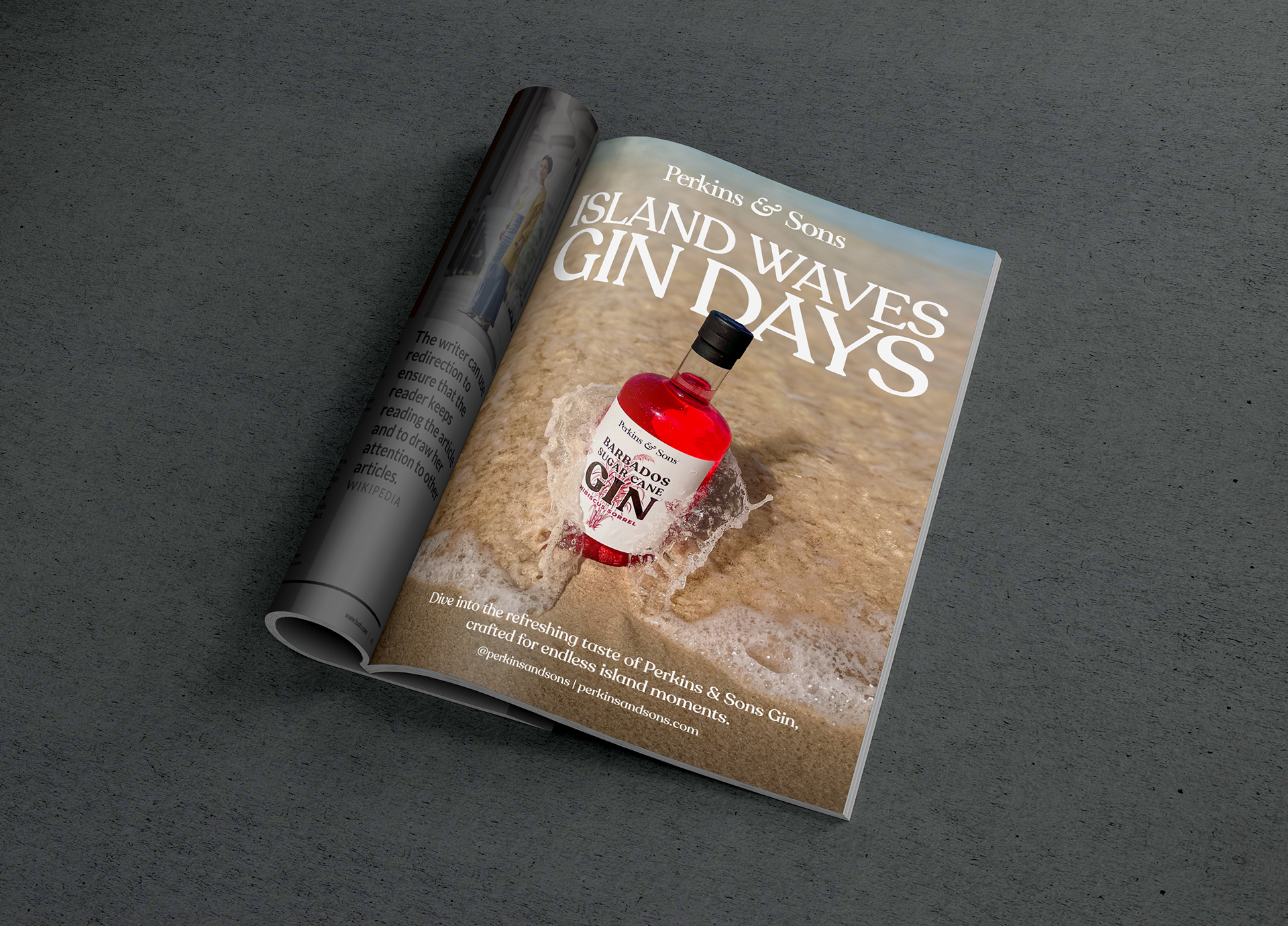 Wine World Christmas 2024 magazine advert featuring Perkins & Sons "Island Waves Gin Days" campaign