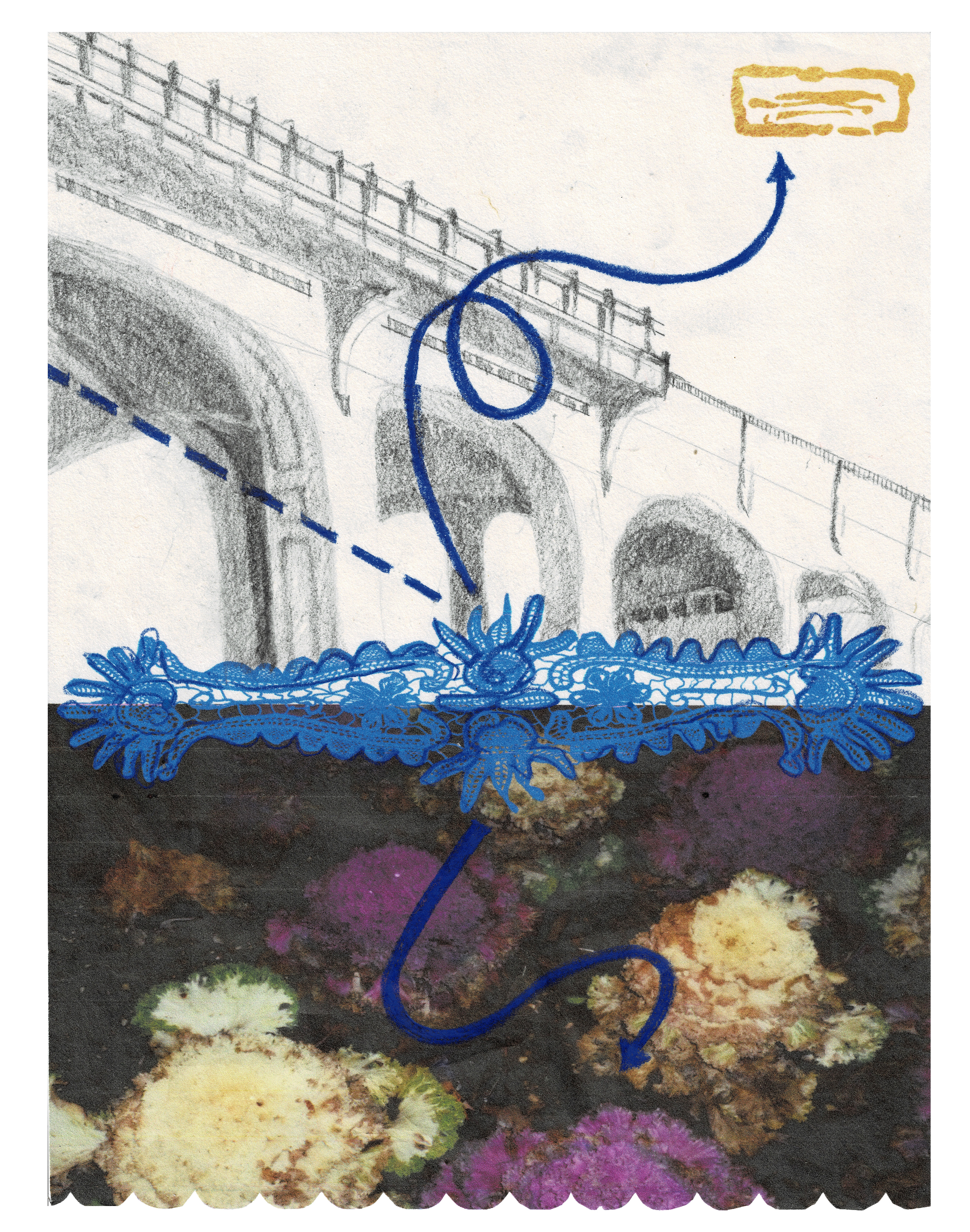 I’m charting my course to you in apple maps (preparatory drawing), 2024 Inkjet print, graphite, and colored pencil on Kozo, 8.5 x 11”