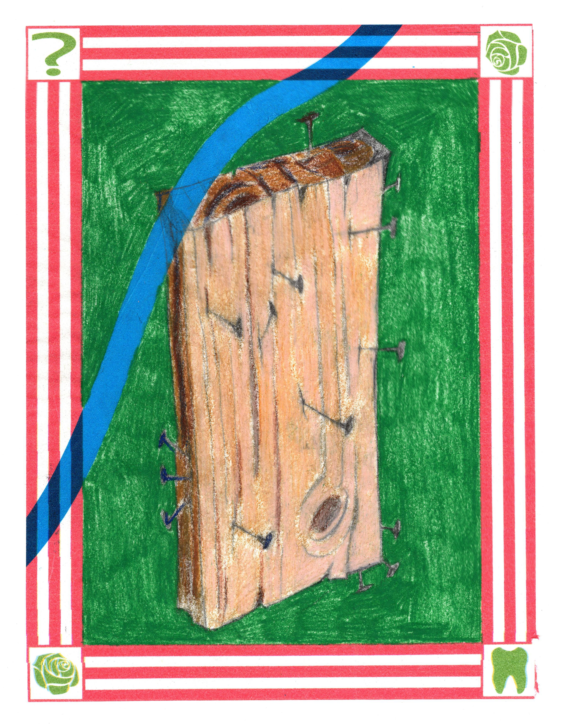 Beam, 2025, inkjet print, colored pencil, graphite on Kozo, 8.5 x 11"