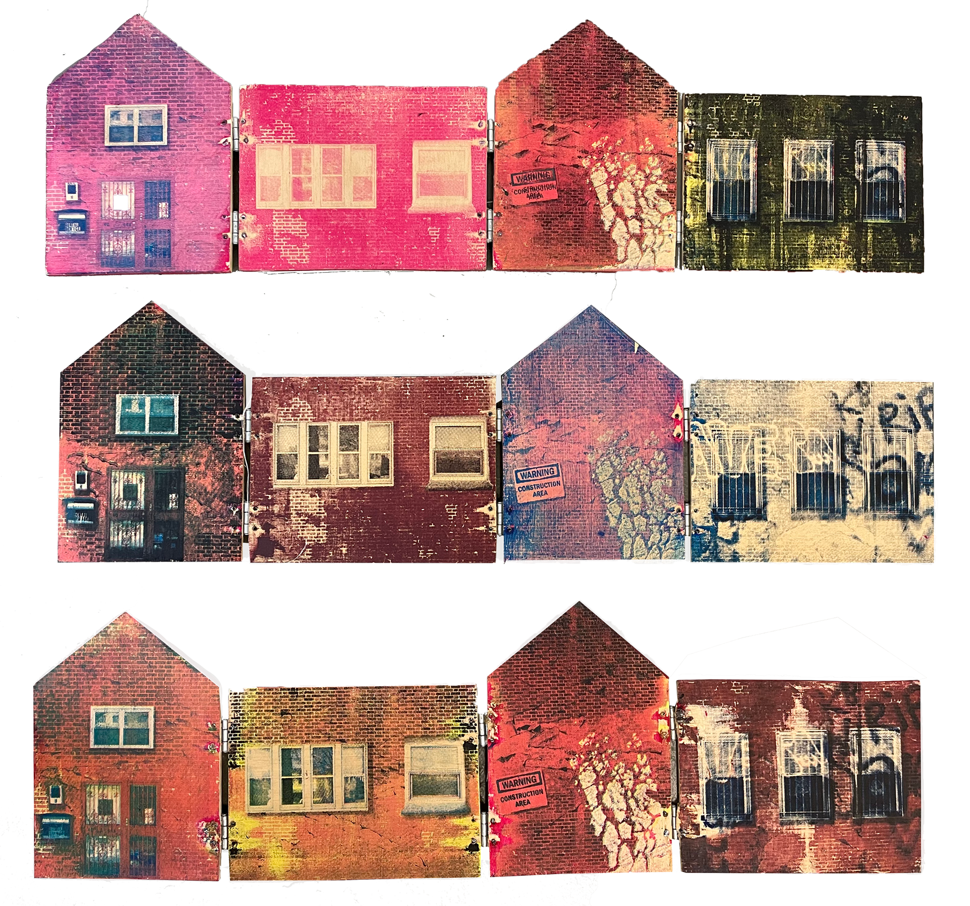 Where Do We Go From Here? 2023, Screenprint on plywood (Exterior), Screenprint, monoprint, image transfer, lasercut cardstock, chine collé, and ink on Mohawk (Interior), 6" x 8" x 7.5"  (Closed) 37" x 36" (Open)