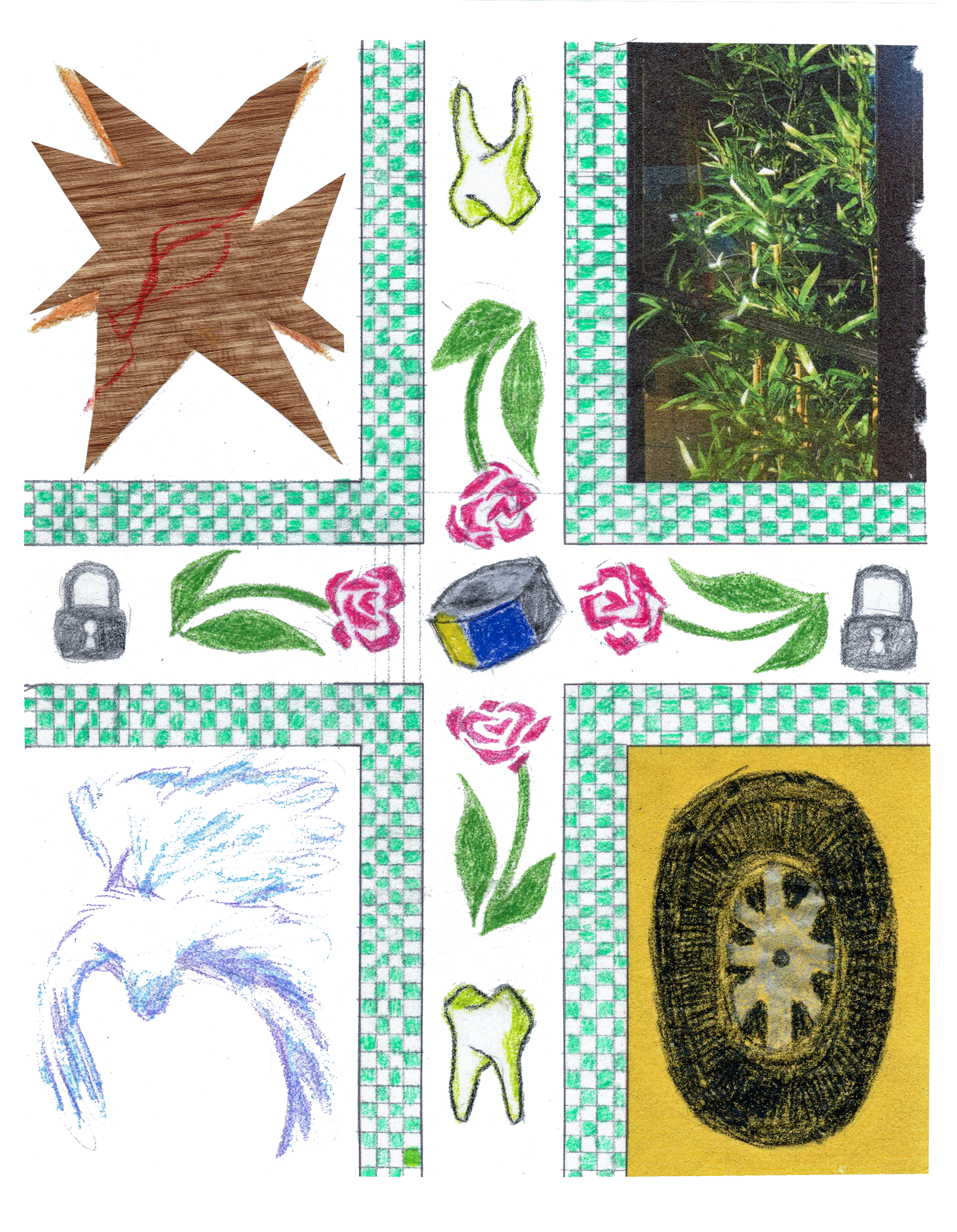 Dialogue, 2025, inkjet print, colored pencil, graphite on Kozo, 8.5 x 11"