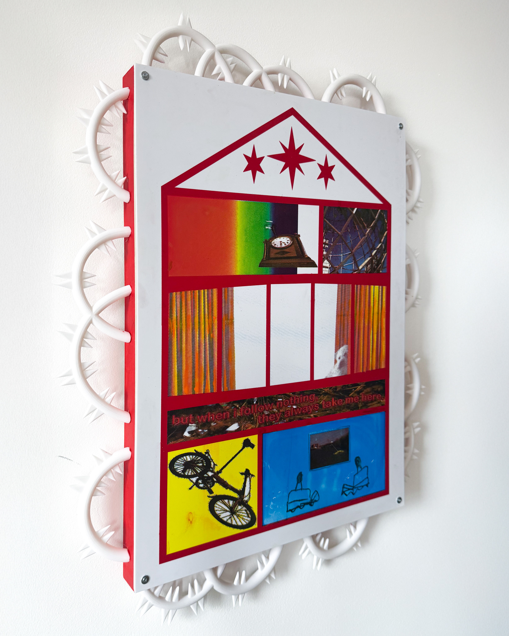 Anatomy of a life well spent (Elevation Drawing), 2025, screenprint on acrylic mounted on wood panel with PLA 3D printed custom parts, 23 x 29 x 2”